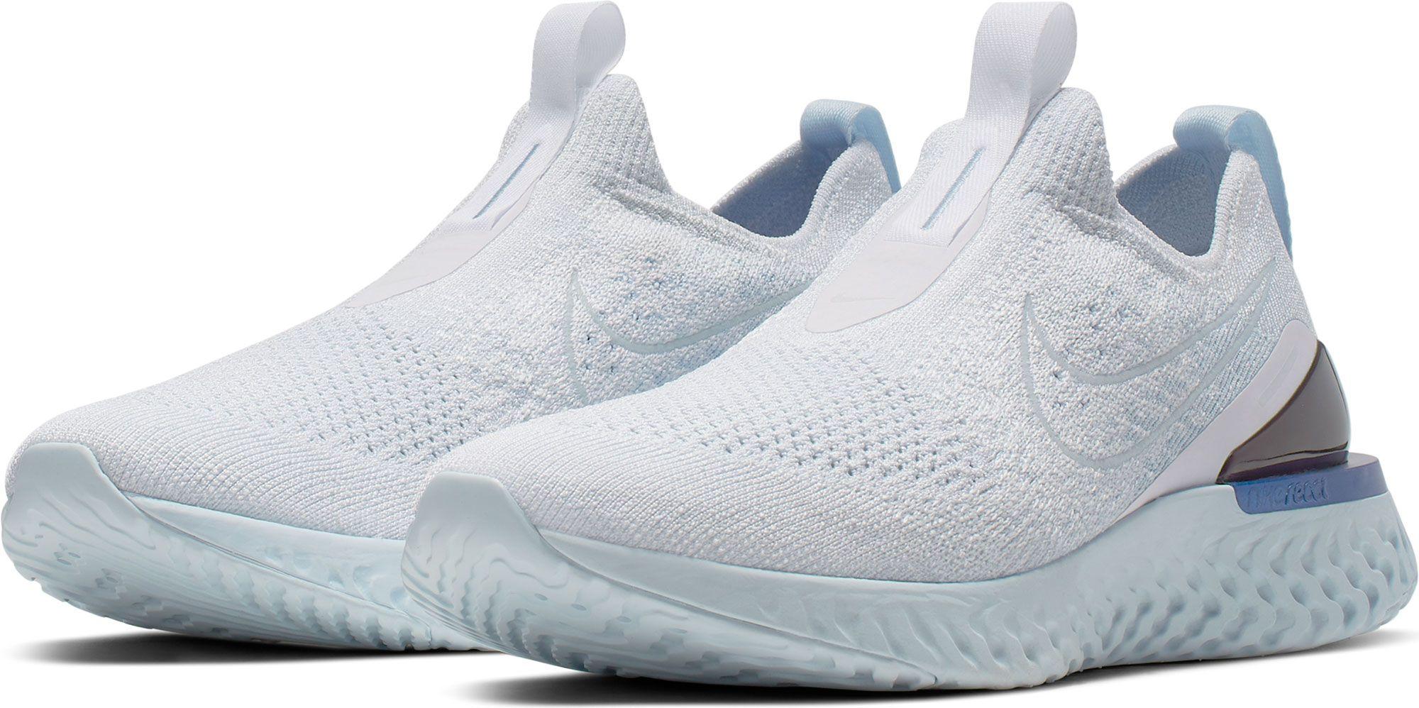 Nike Rubber Epic Phantom React Flyknit Running Shoes in White/Blue ...
