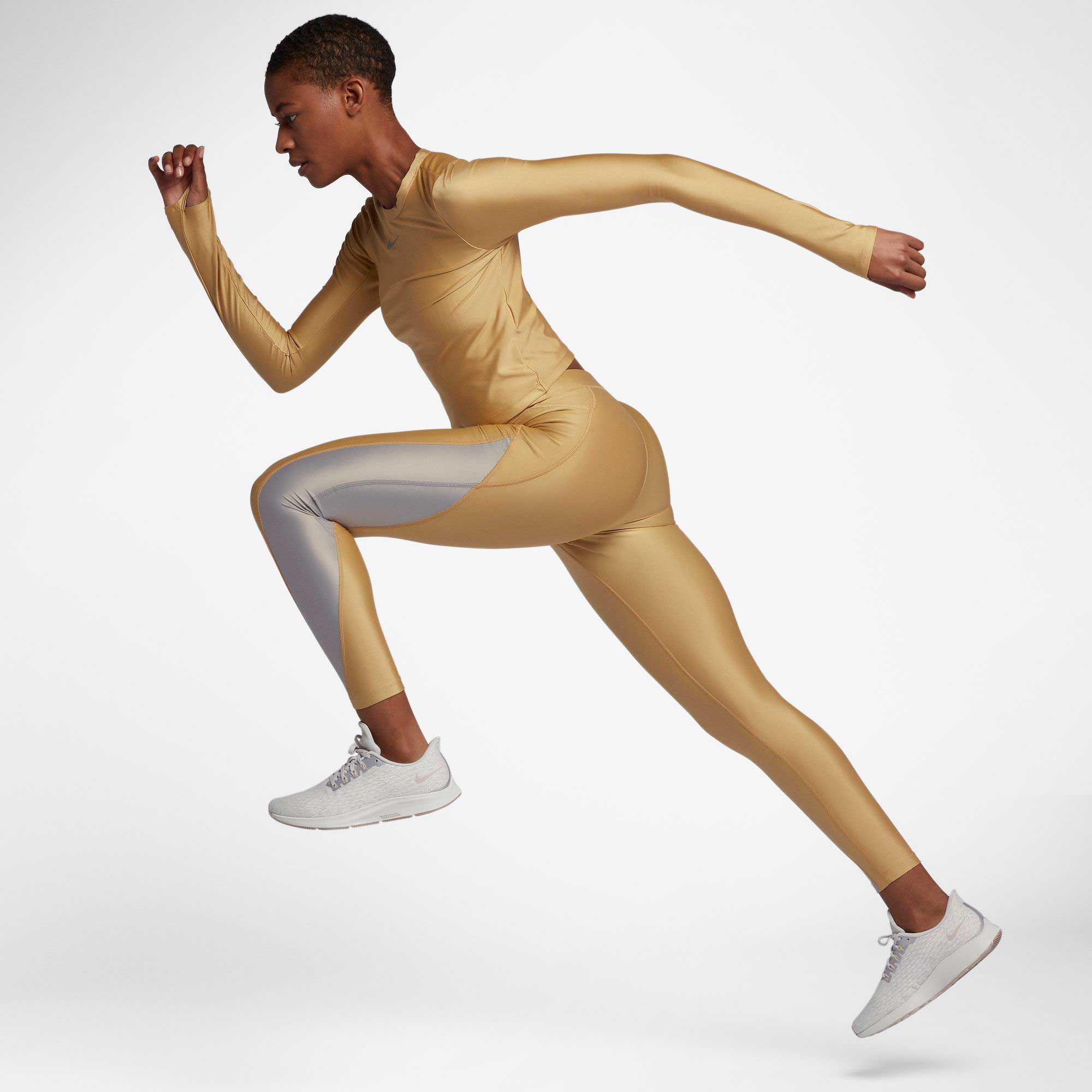 Nike Synthetic Metallic Speed 7/8 Running Tights - Lyst