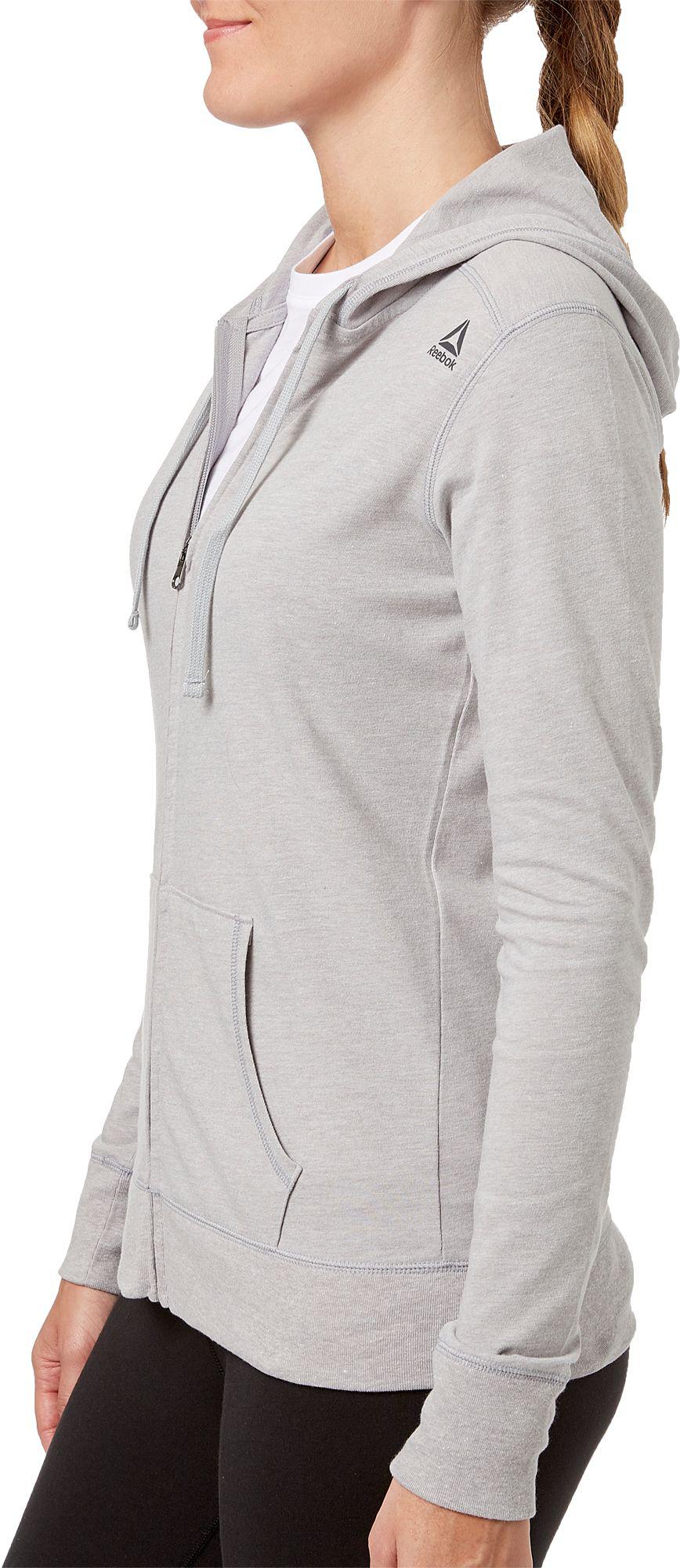 reebok women's core cotton jersey zip front hoodie