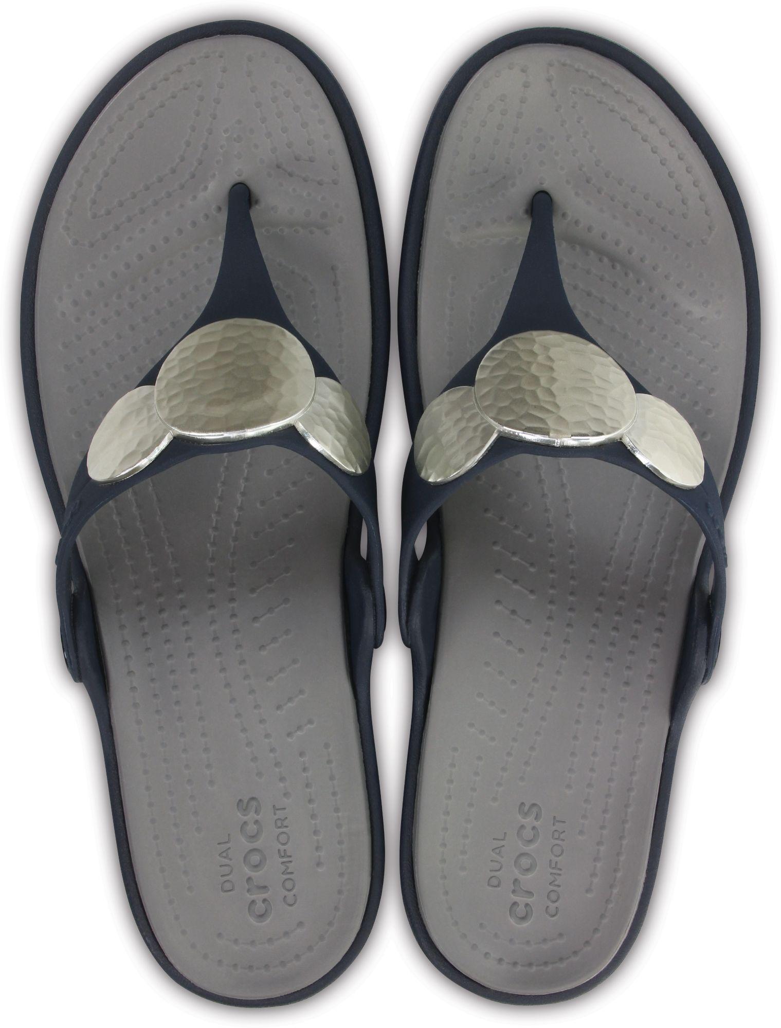 crocs sanrah embellished wedge flip