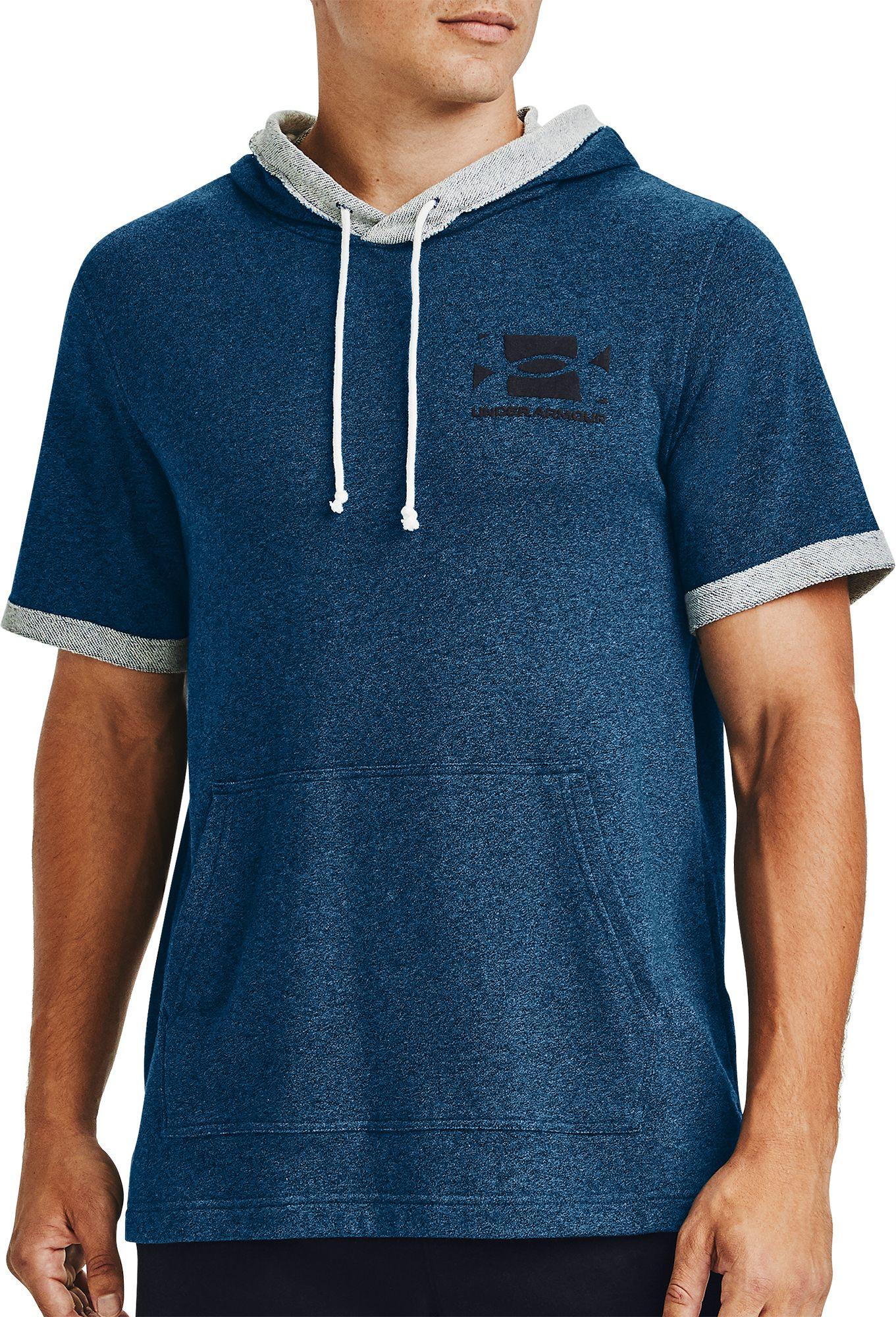 Under Armour Sportstyle Terry Short Sleeve Hoodie in Blue for Men - Lyst