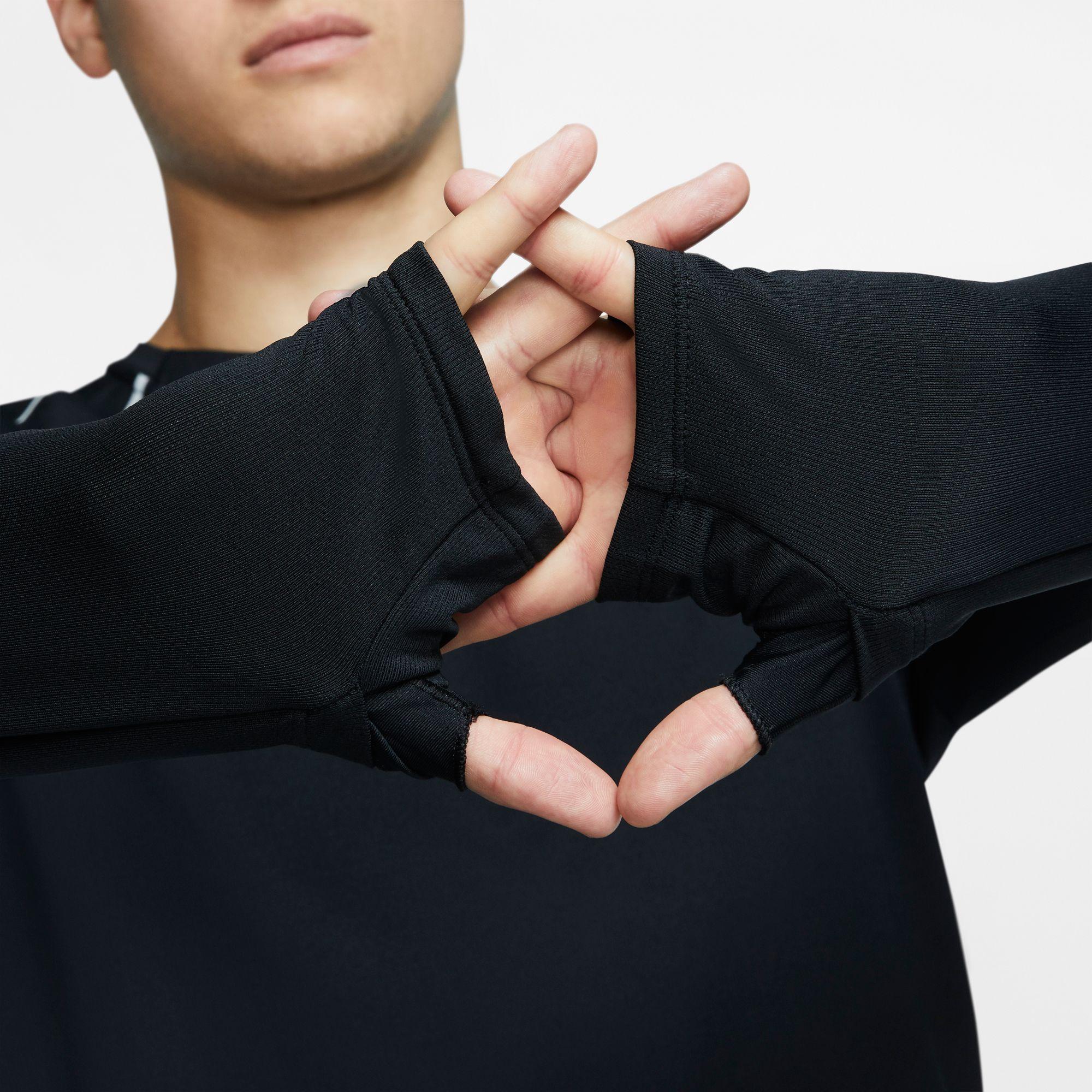 Nike Synthetic Element 3.0 Long Sleeve Running Shirt in Black for Men - Lyst