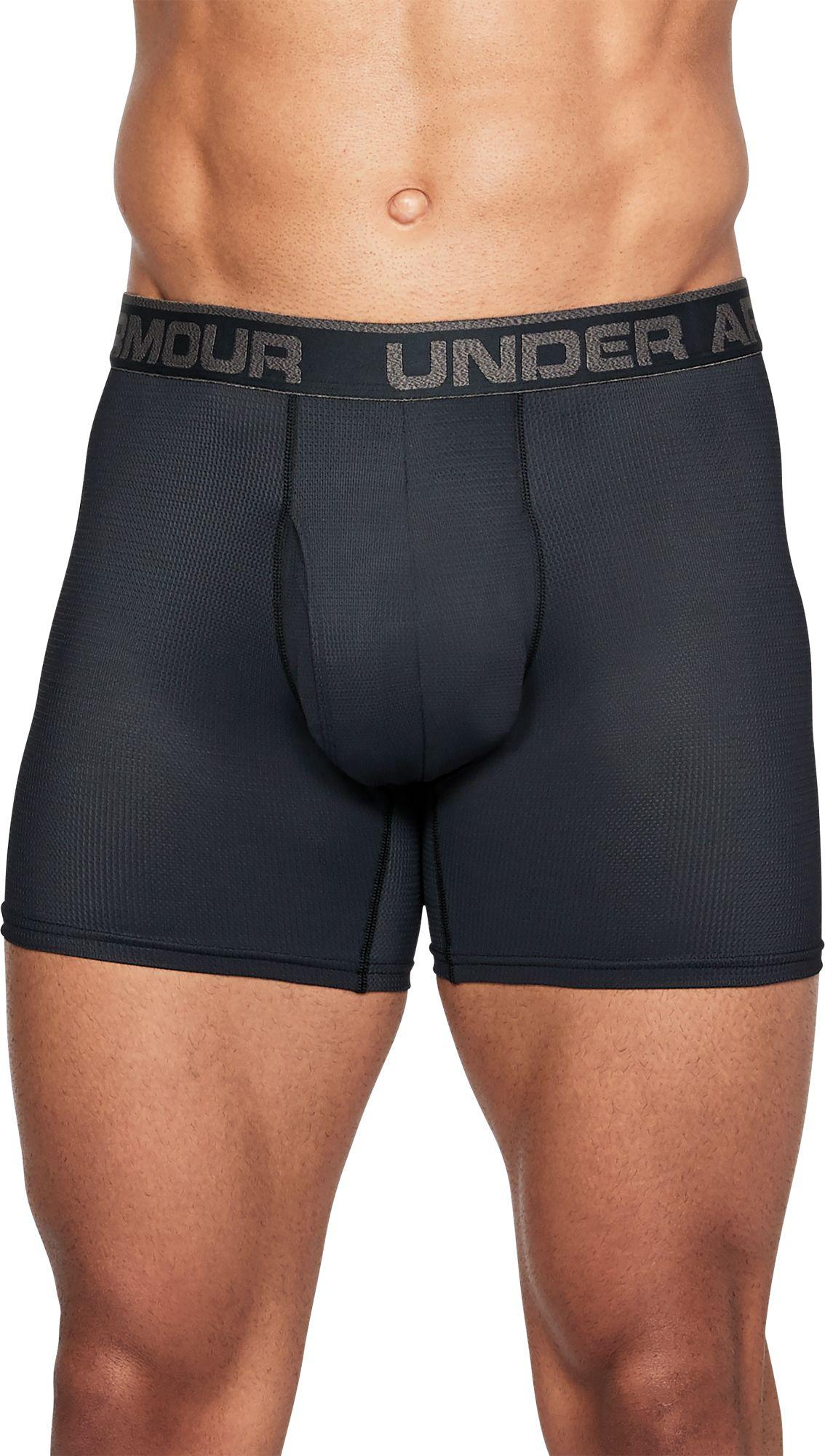 Under Armour Tech Mesh 6'' Boxer Briefs 2 Pack in Black/Charcoal