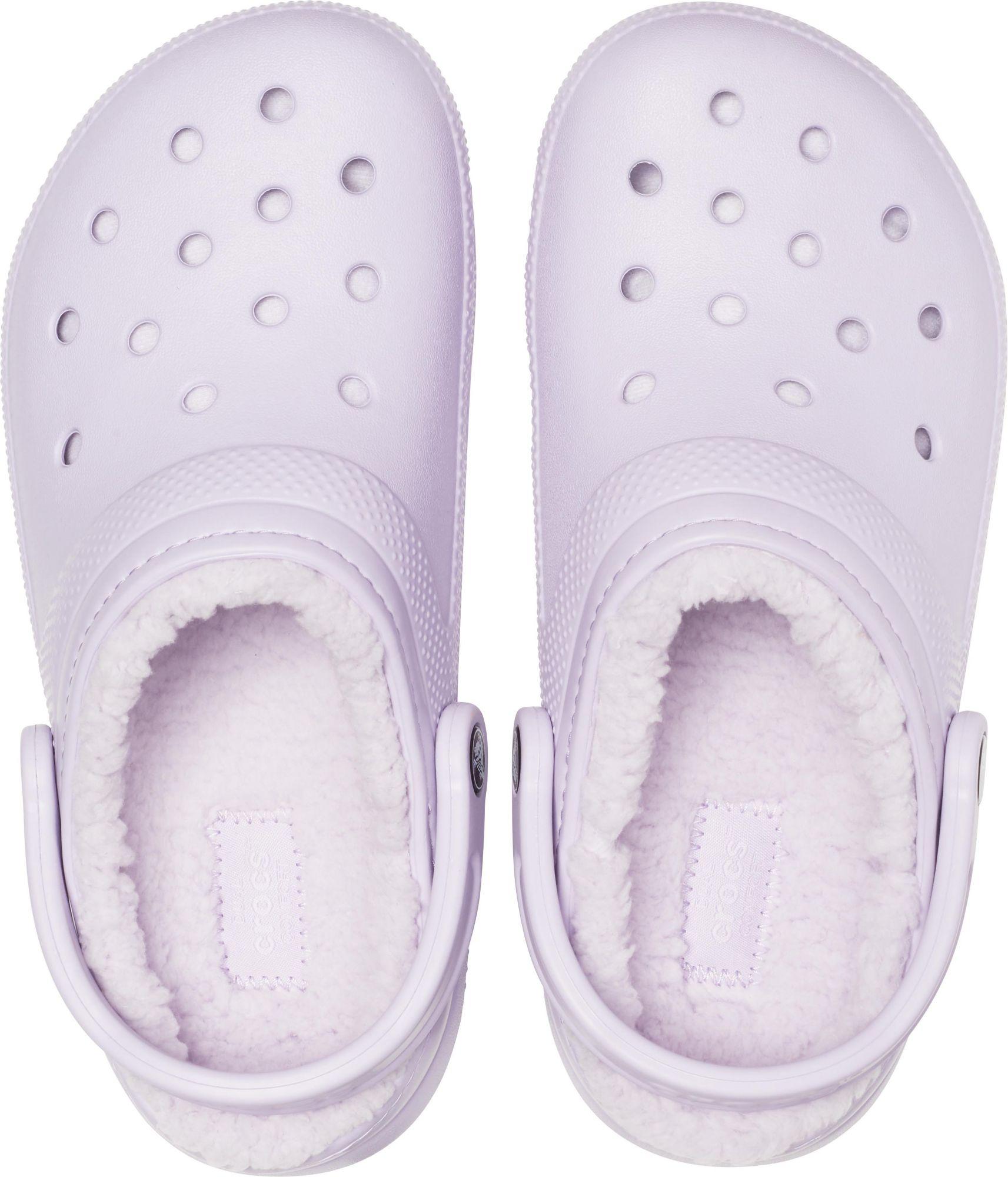 lilac fur lined crocs