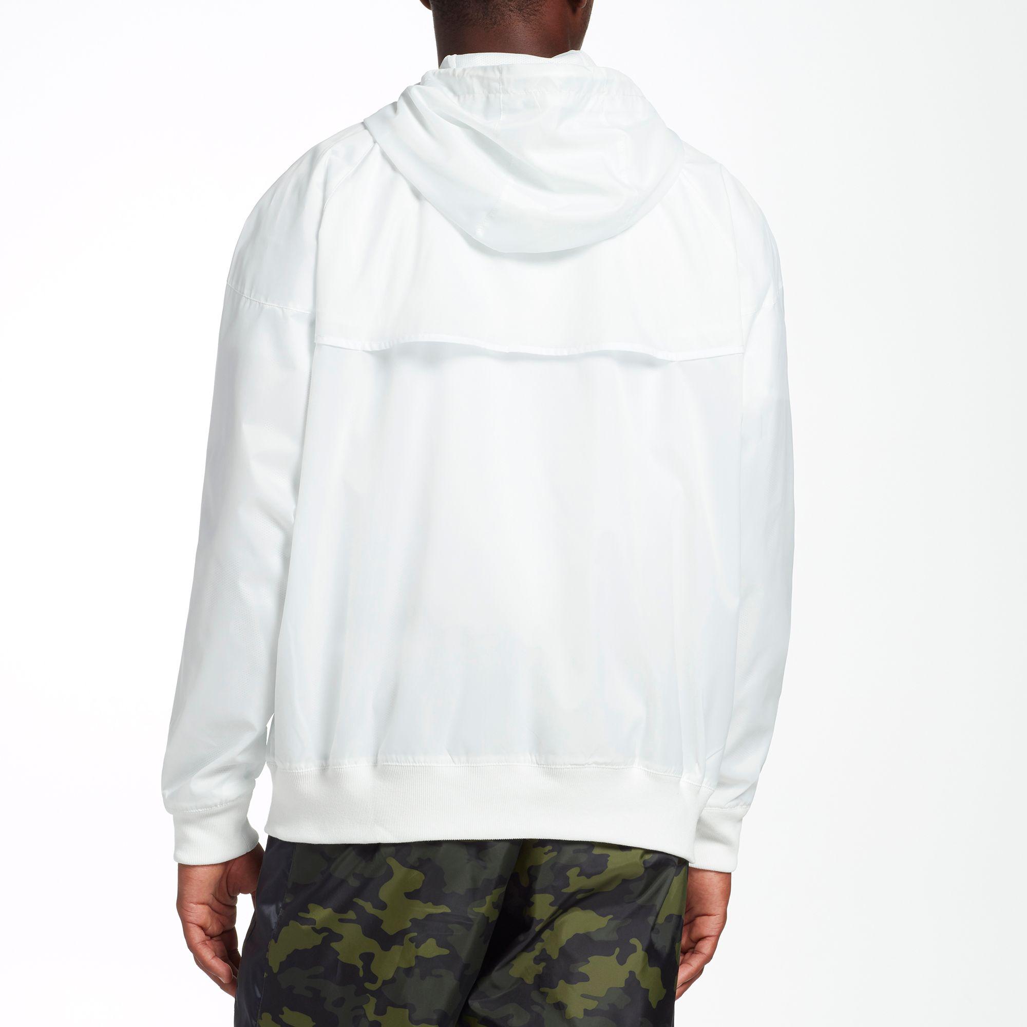 white hooded windbreaker
