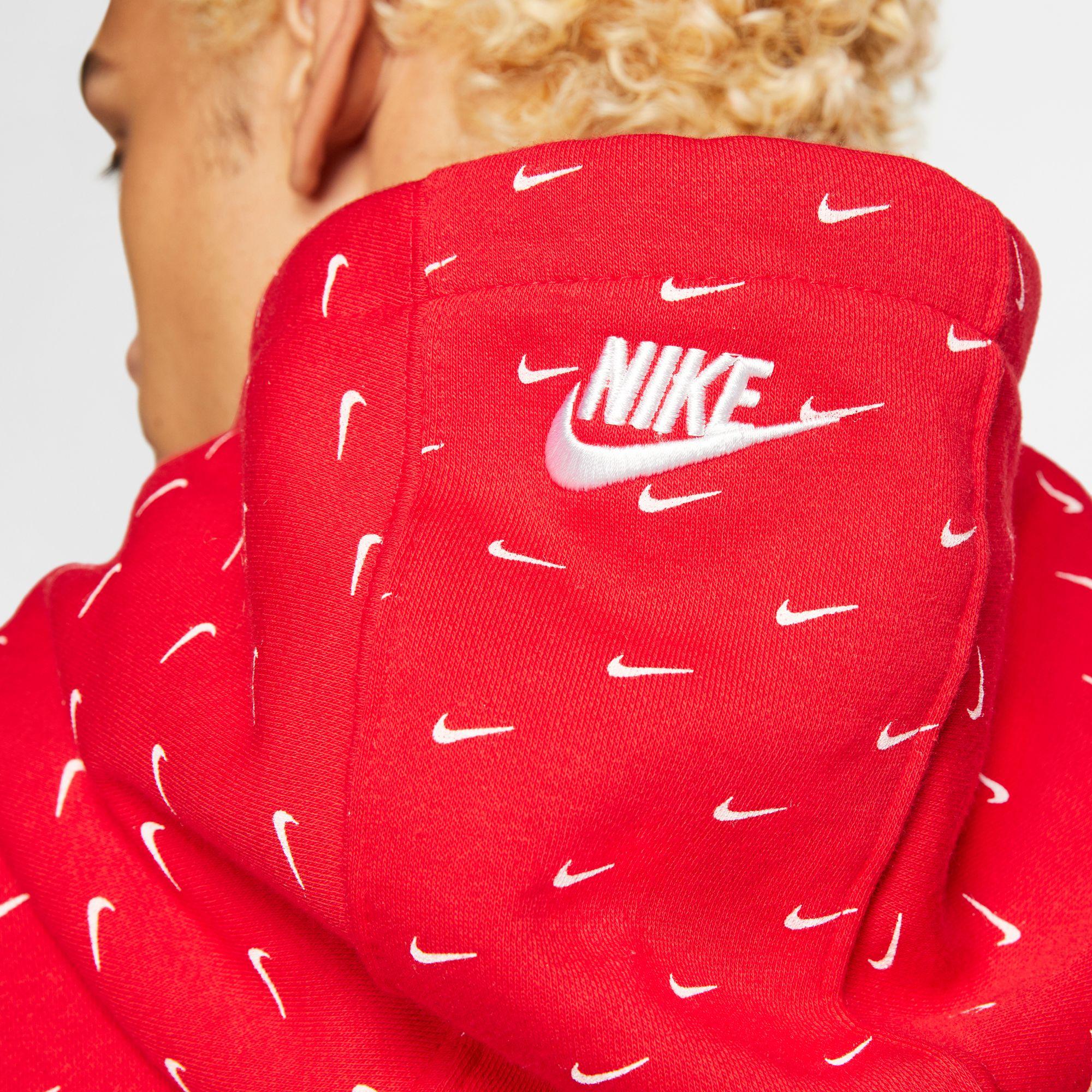 Nike Fleece Sportswear Swoosh Pullover Hoodie in University Red/White (Red)  for Men | Lyst