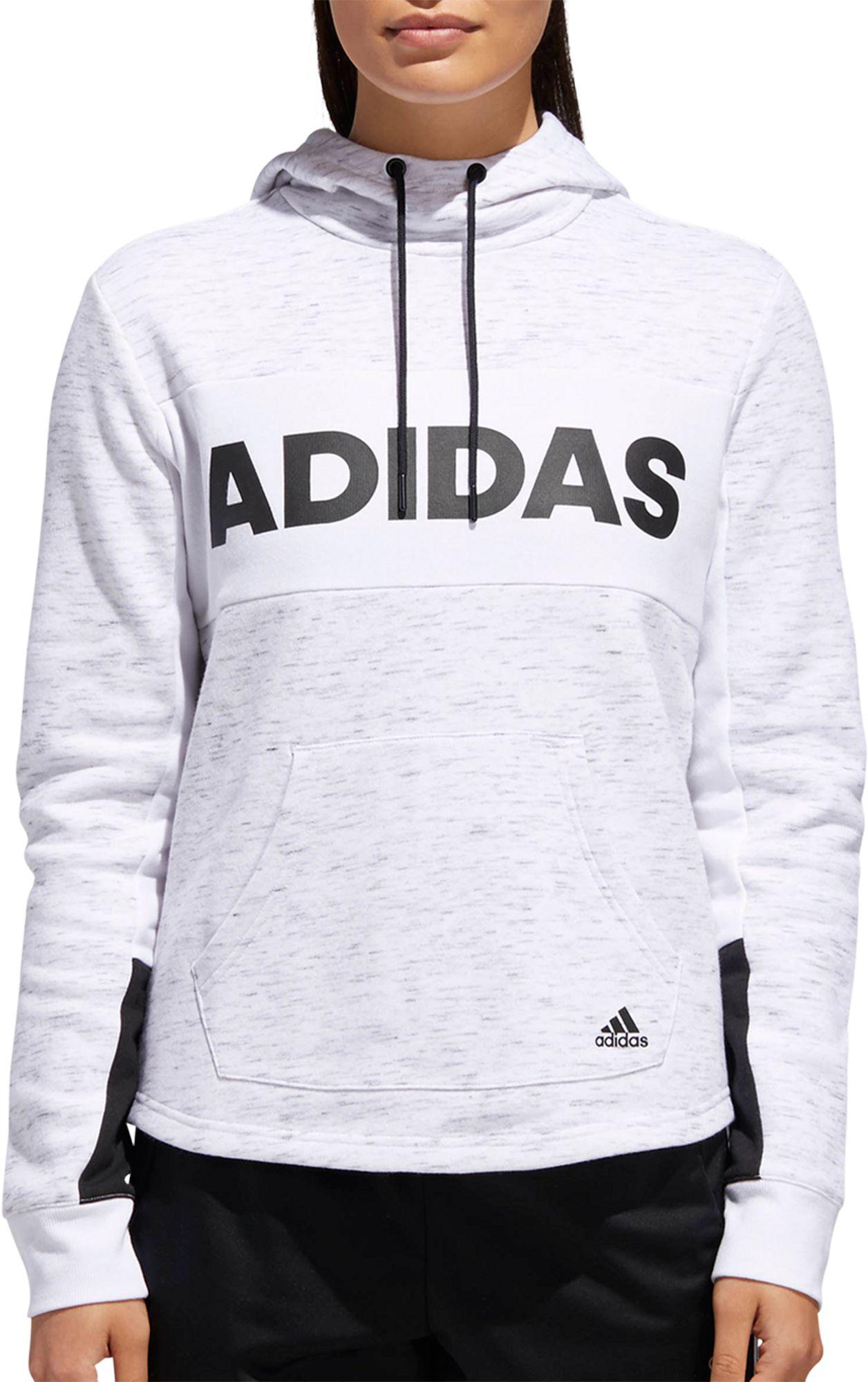 adidas Post Game Fleece Pullover Hoodie in White/Black (White) - Lyst