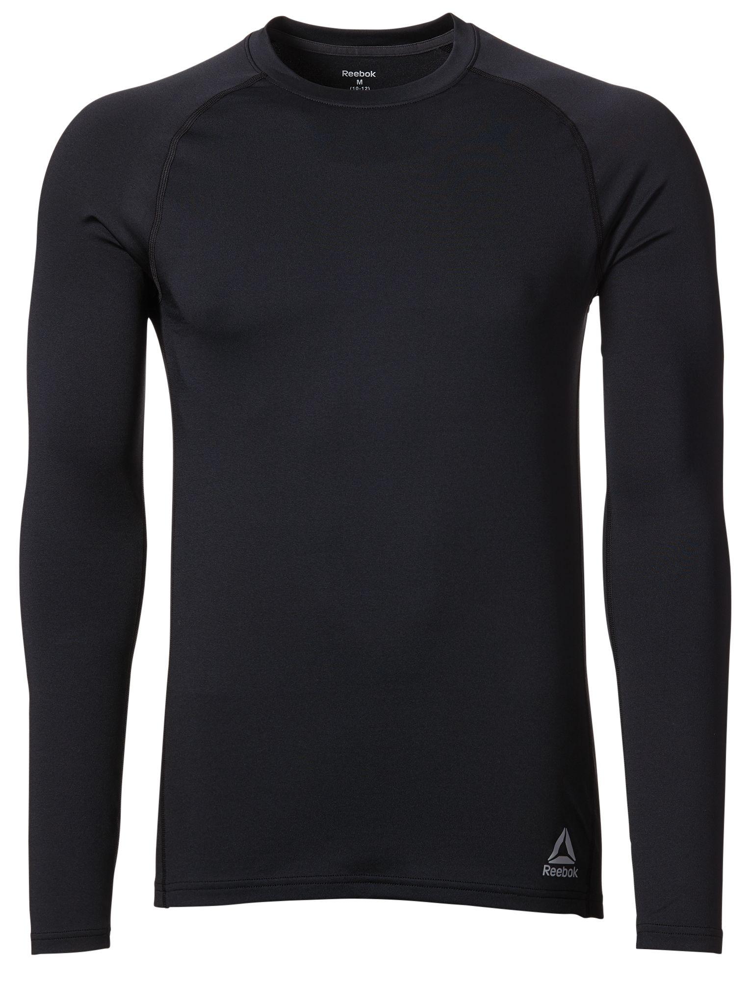 reebok men's cold weather compression crew neck long sleeve shirt