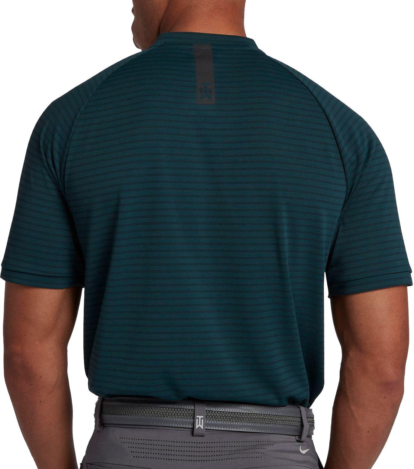 nike men's tiger woods thin stripe zonal cooling golf polo