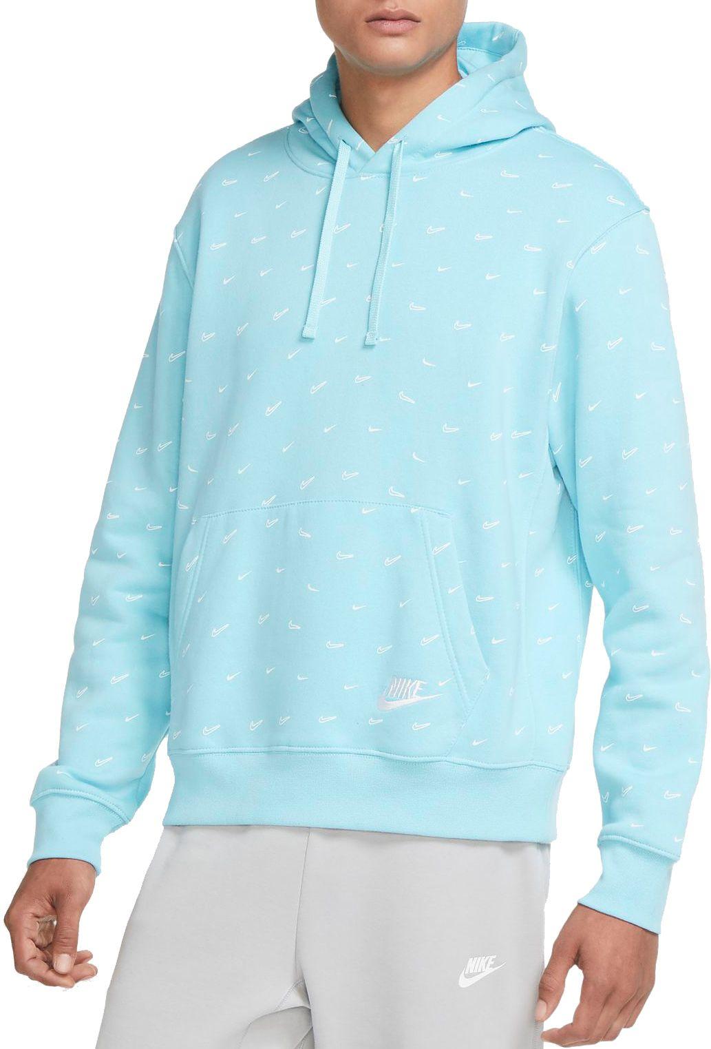 Nike Sportswear Club Fleece Swoosh Allover Print Pullover Hoodie in Blue  for Men | Lyst