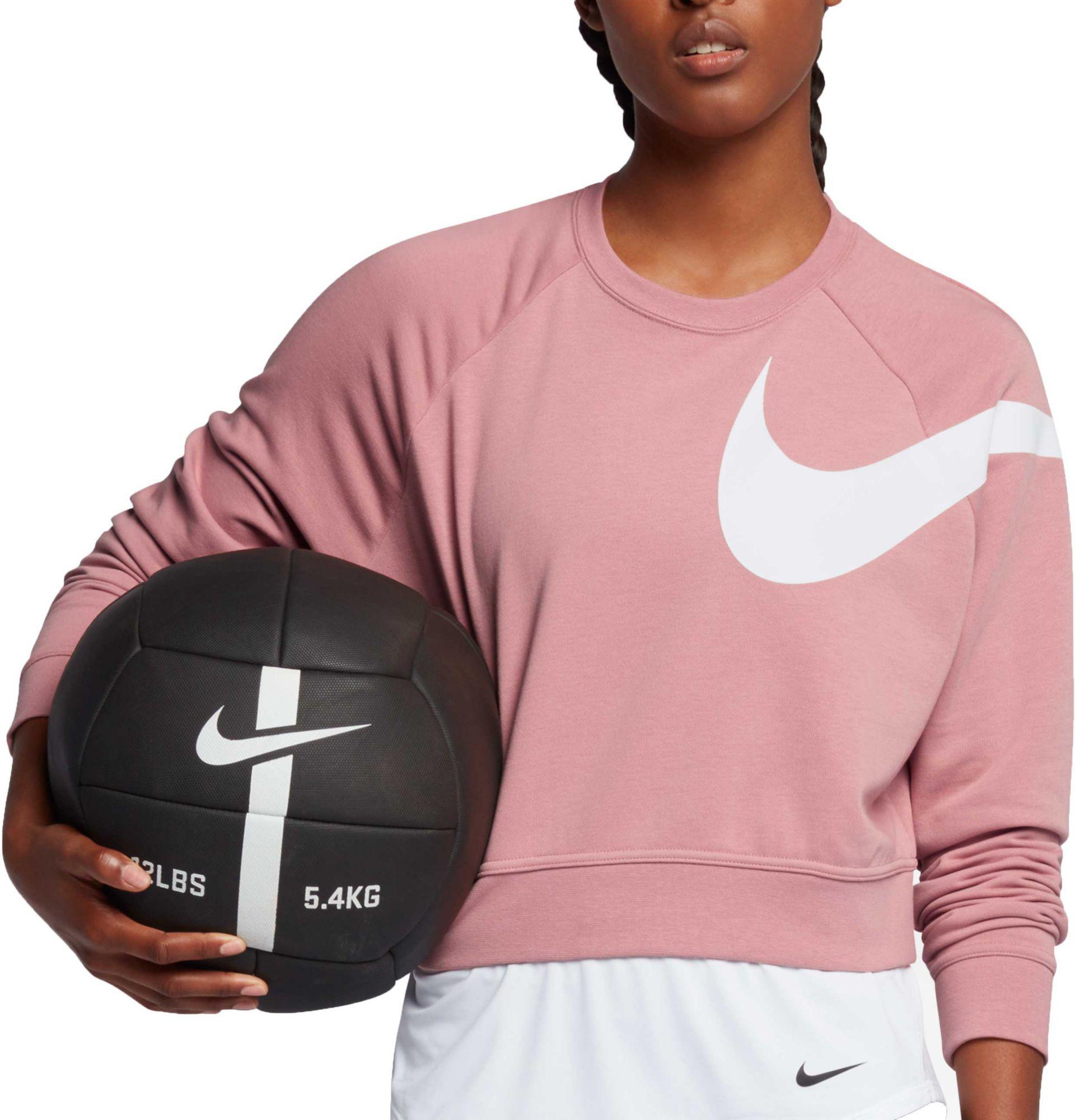 pink nike cropped sweatshirt