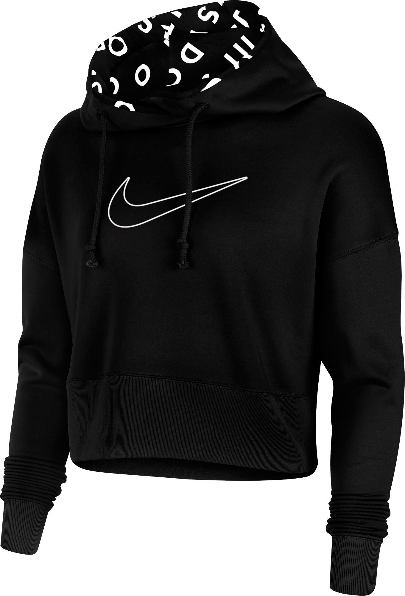 Nike Therma Cropped Pullover Hoodie in Black - Lyst