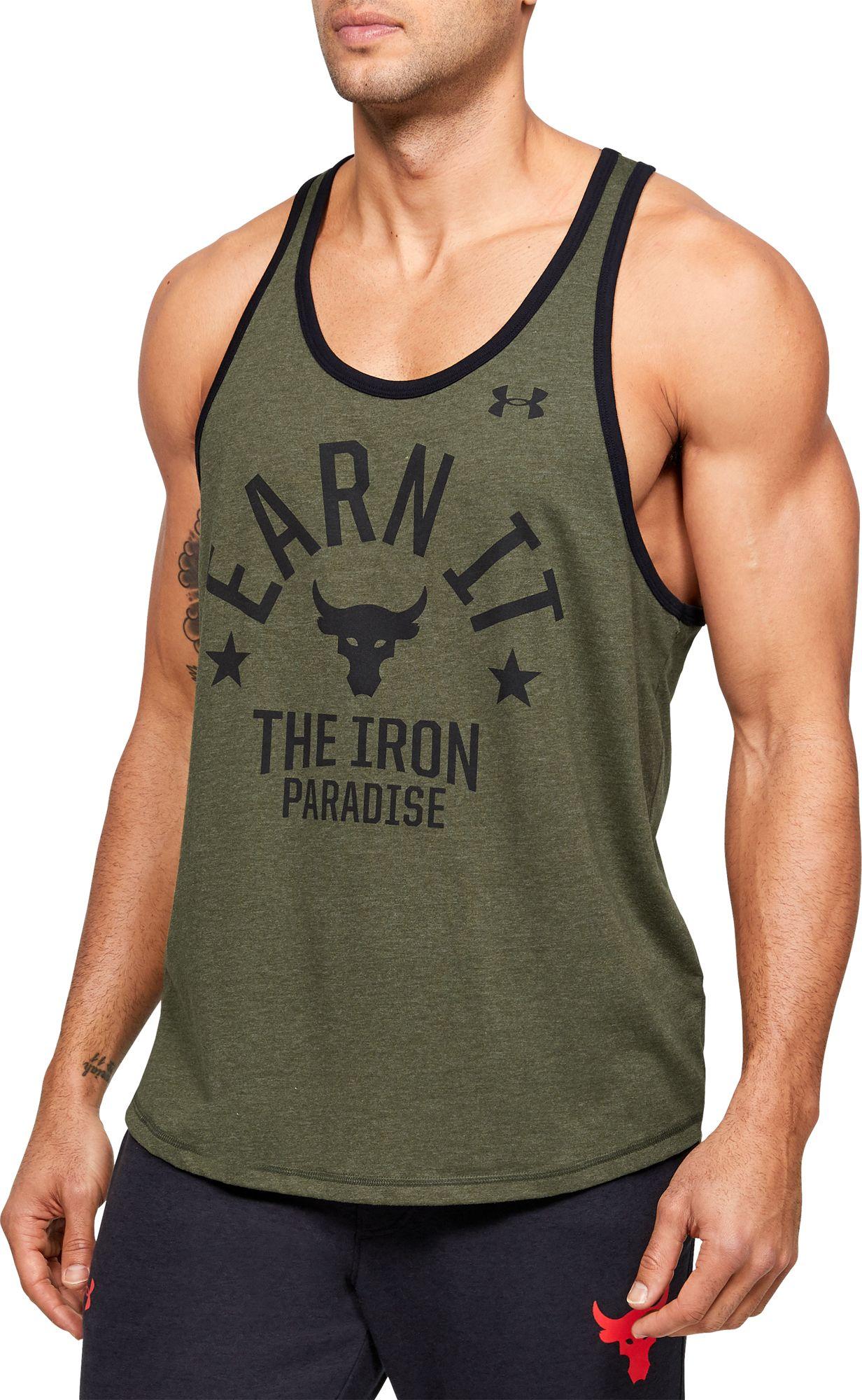 Under Armour Cotton Project Rock Earn It Graphic Tank Top in Green for Men  | Lyst