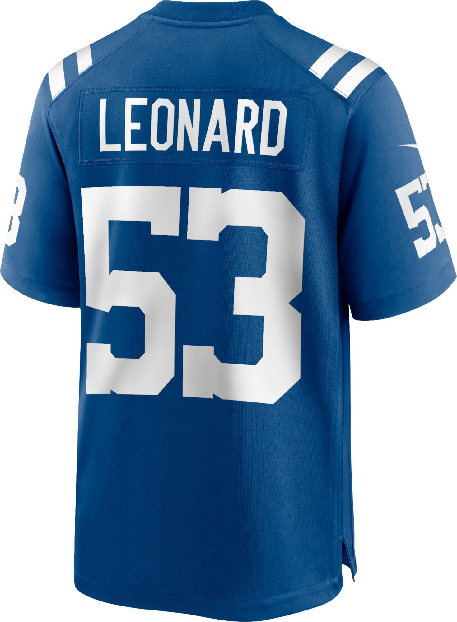 Nike Satin Indianapolis Colts Darius Leonard #53 Home Blue Game Jersey ...