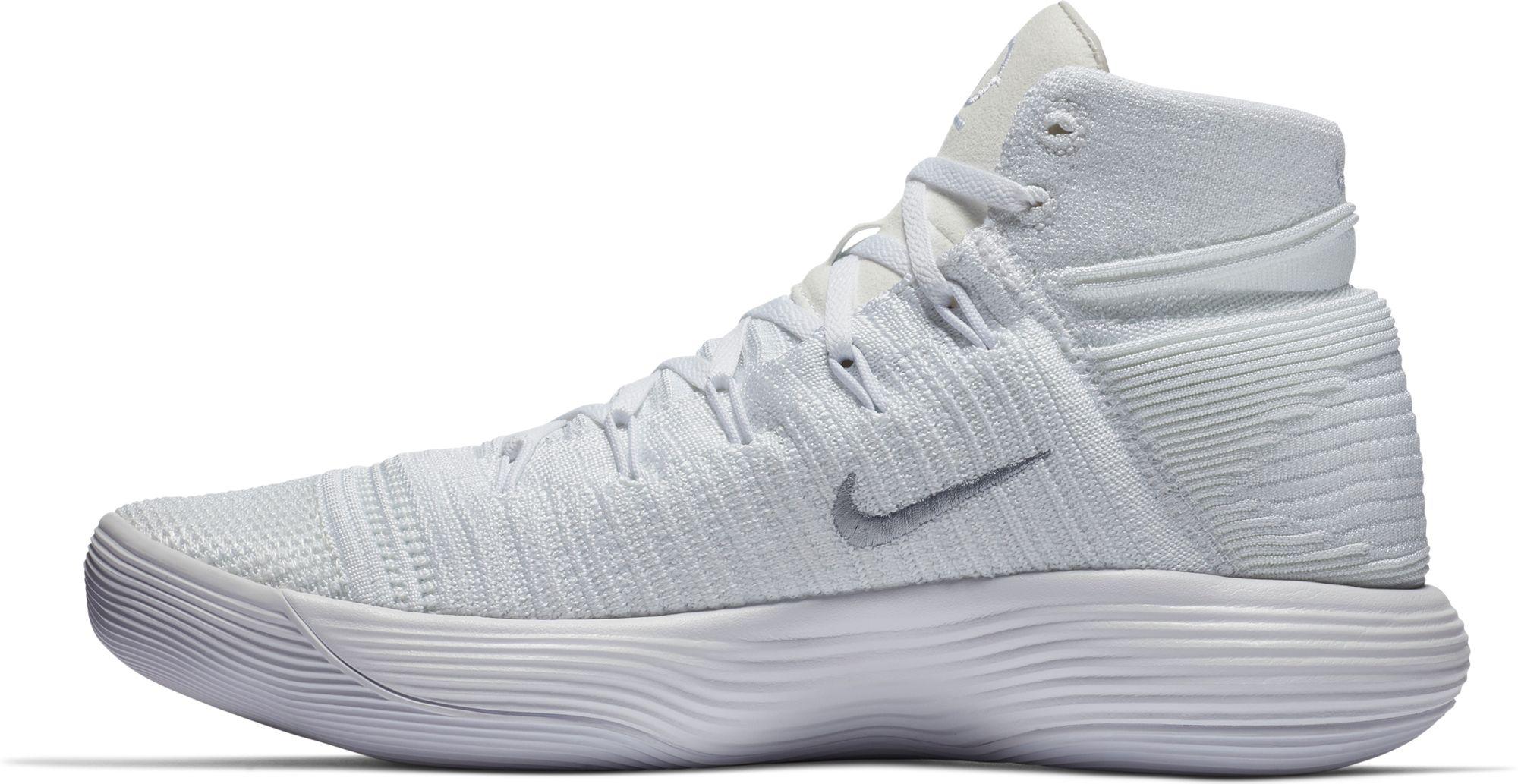 Nike React Hyperdunk 2017 Flyknit Basketball Shoes in White/Silver ...