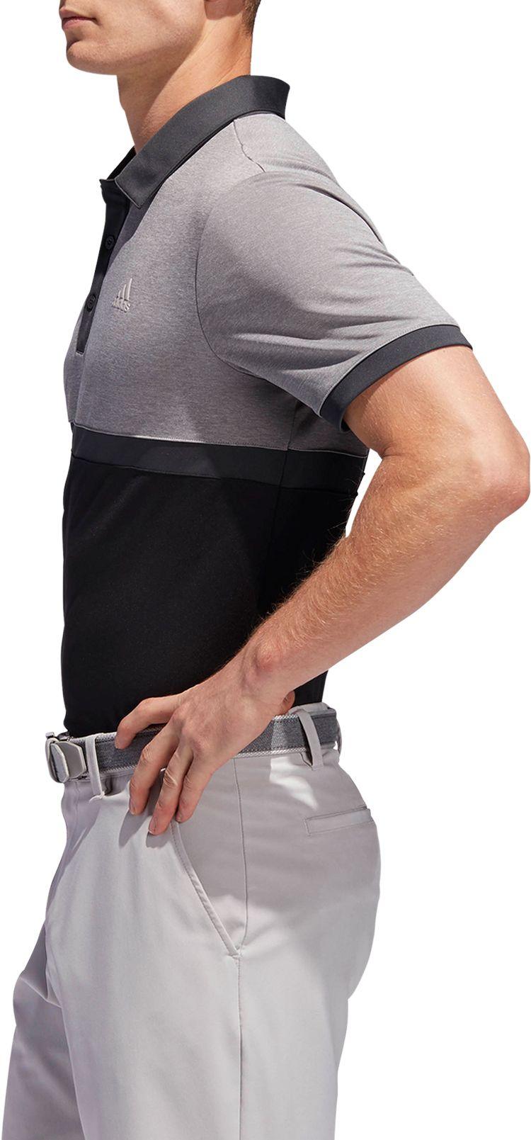 adidas men's drive heather colorblock golf polo