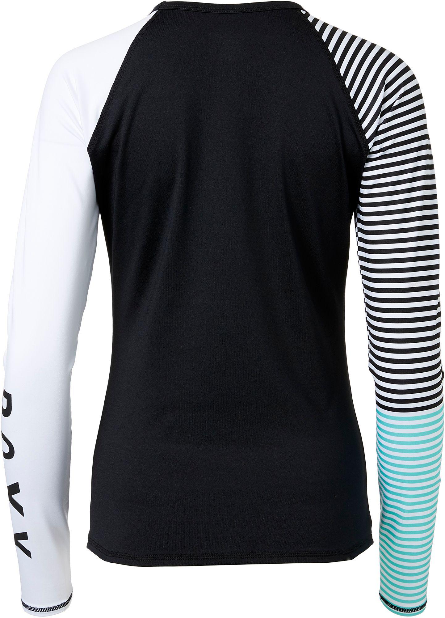 roxy women's stripe long sleeve rash guard