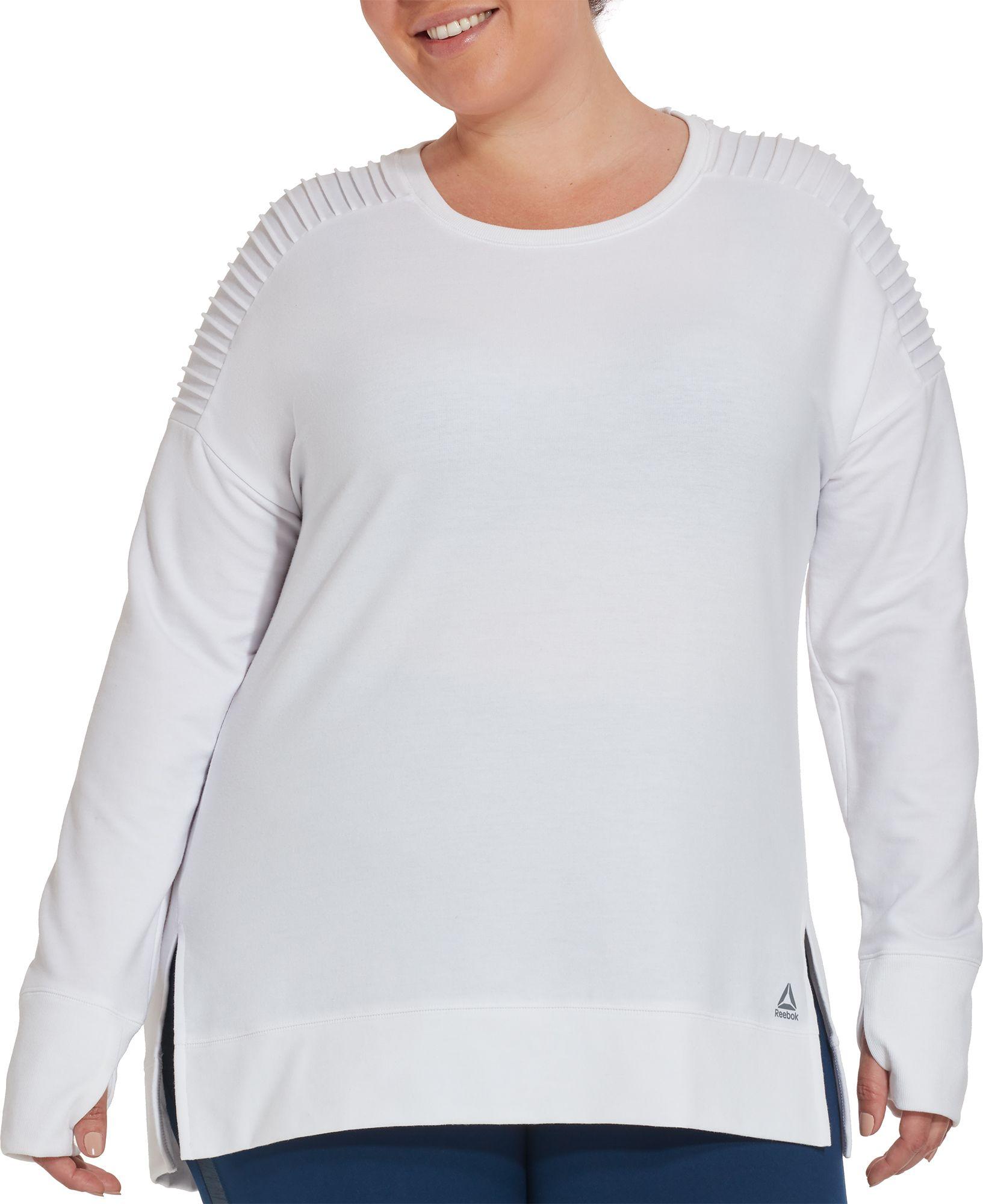 reebok women's side slit fleece sweatshirt
