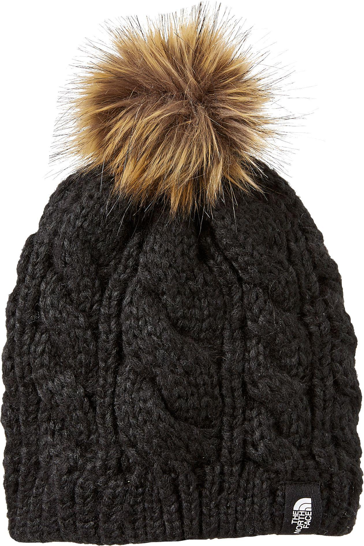 the north face triple cable fur pom