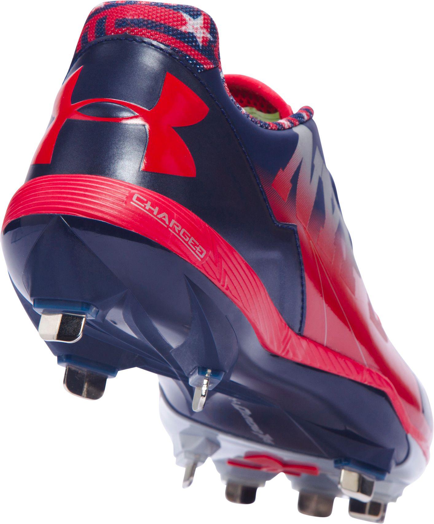 navy and red baseball cleats