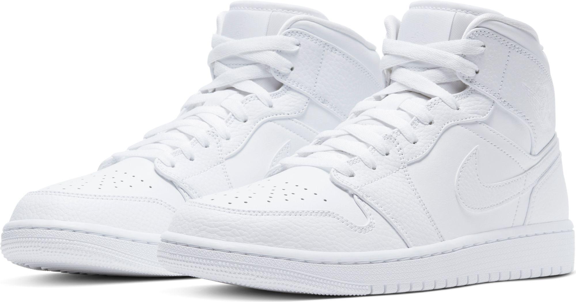 Nike Leather Air 1 Mid Basketball Shoes in White/White (White) for Men