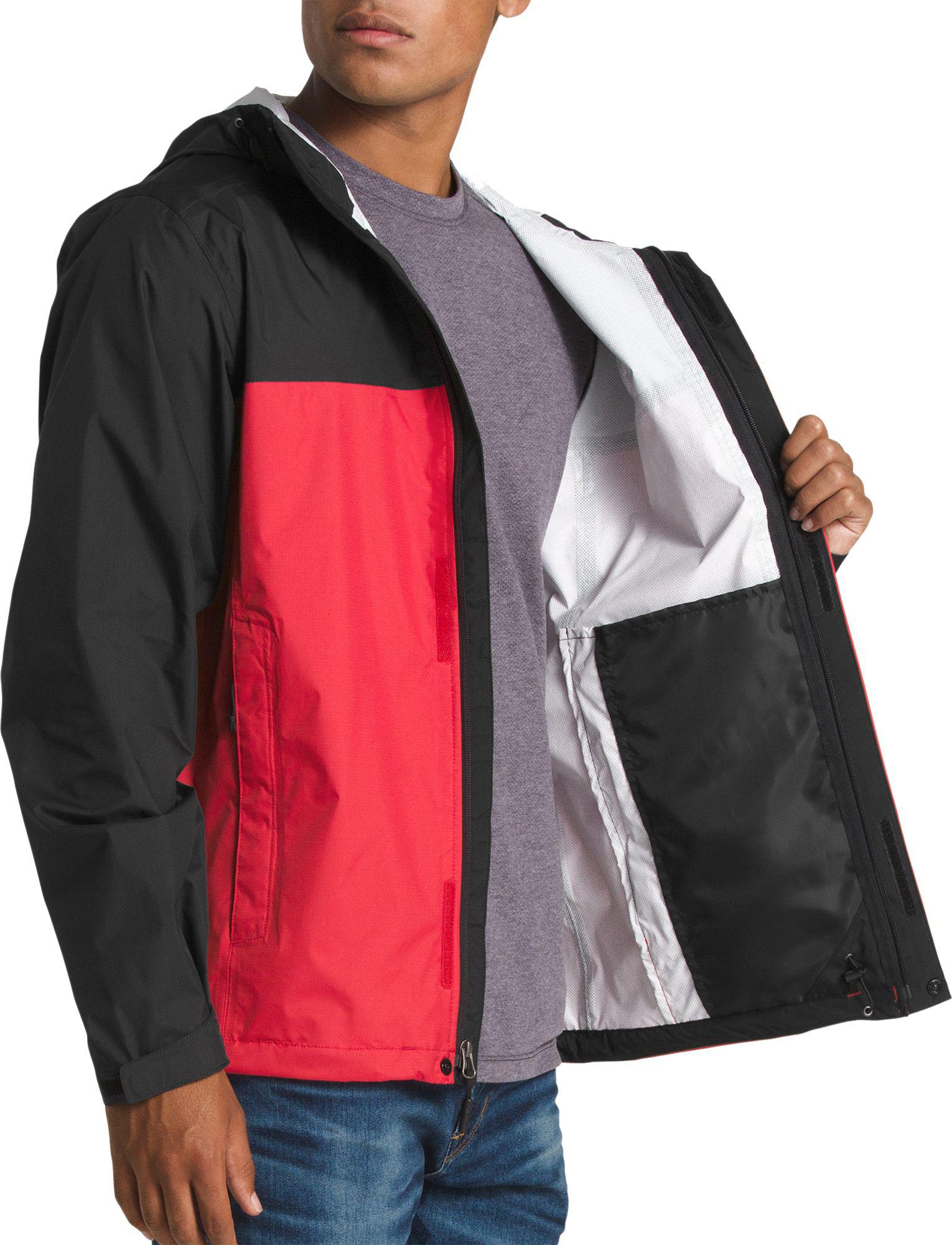 red and black north face windbreaker