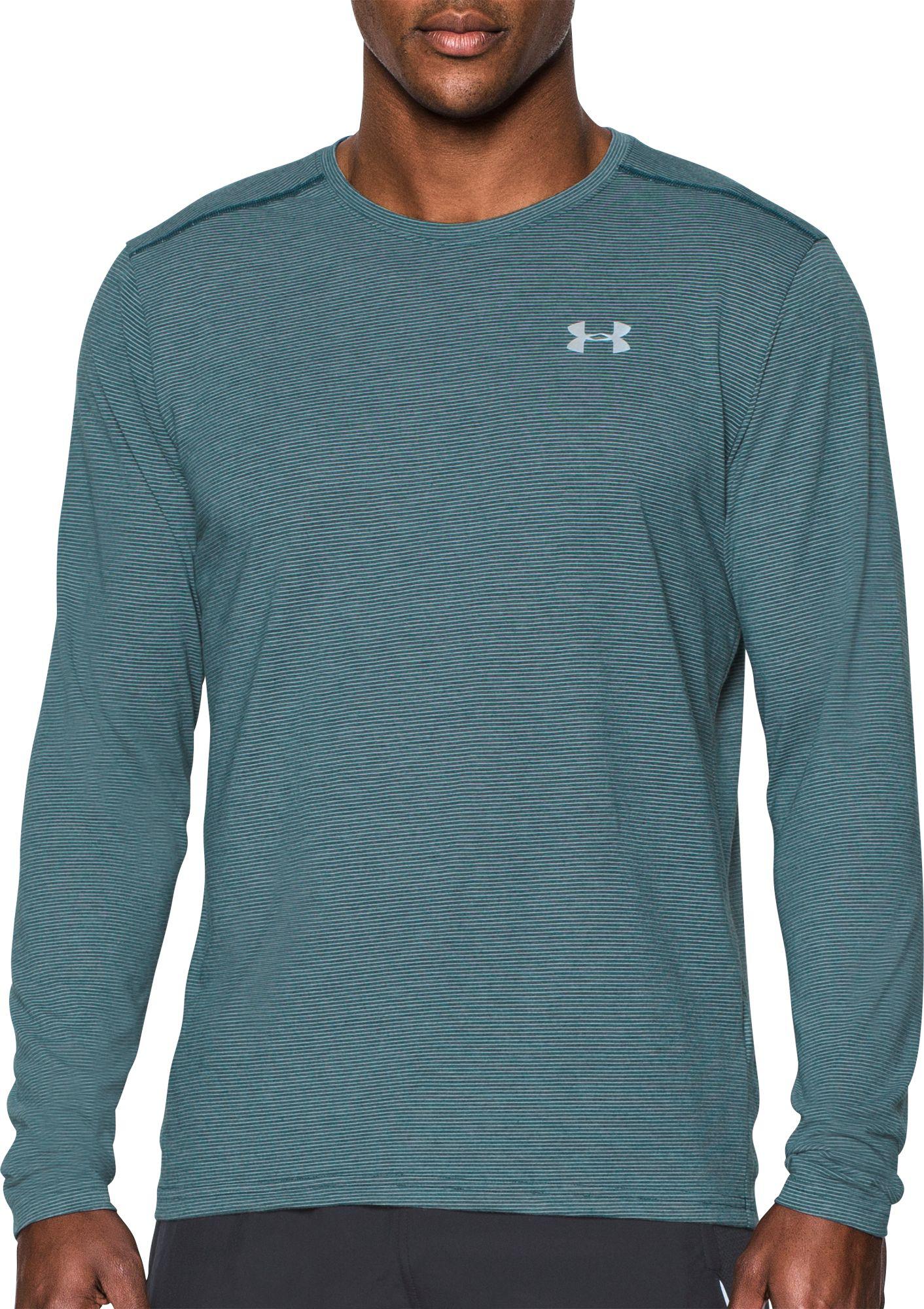 Shirts Sporting Goods Under Armour Threadborne Fitted Knit Mens Long Sleeve  Running Top Blue