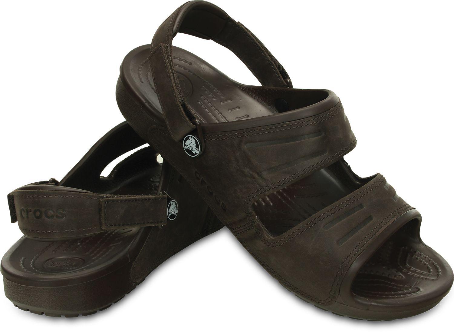 Crocs™ Leather Yukon 2-strap Clogs in Brown for Men - Lyst
