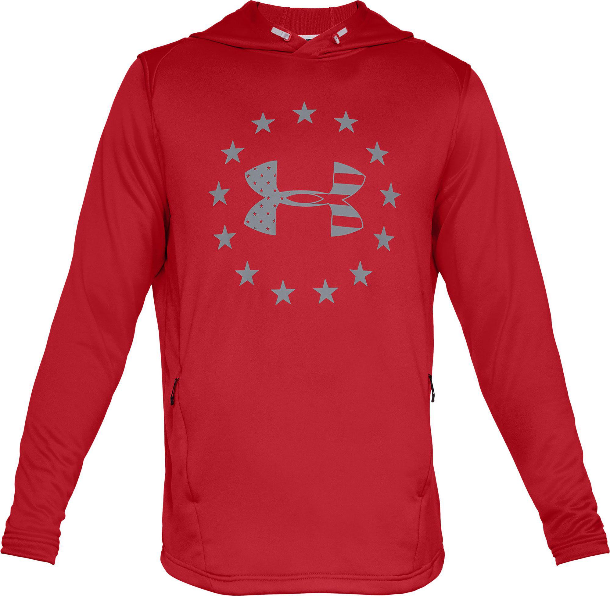 Under Armour Freedom Bfl Tech Terry Hoodie in Red/Steel (Red) for Men - Lyst