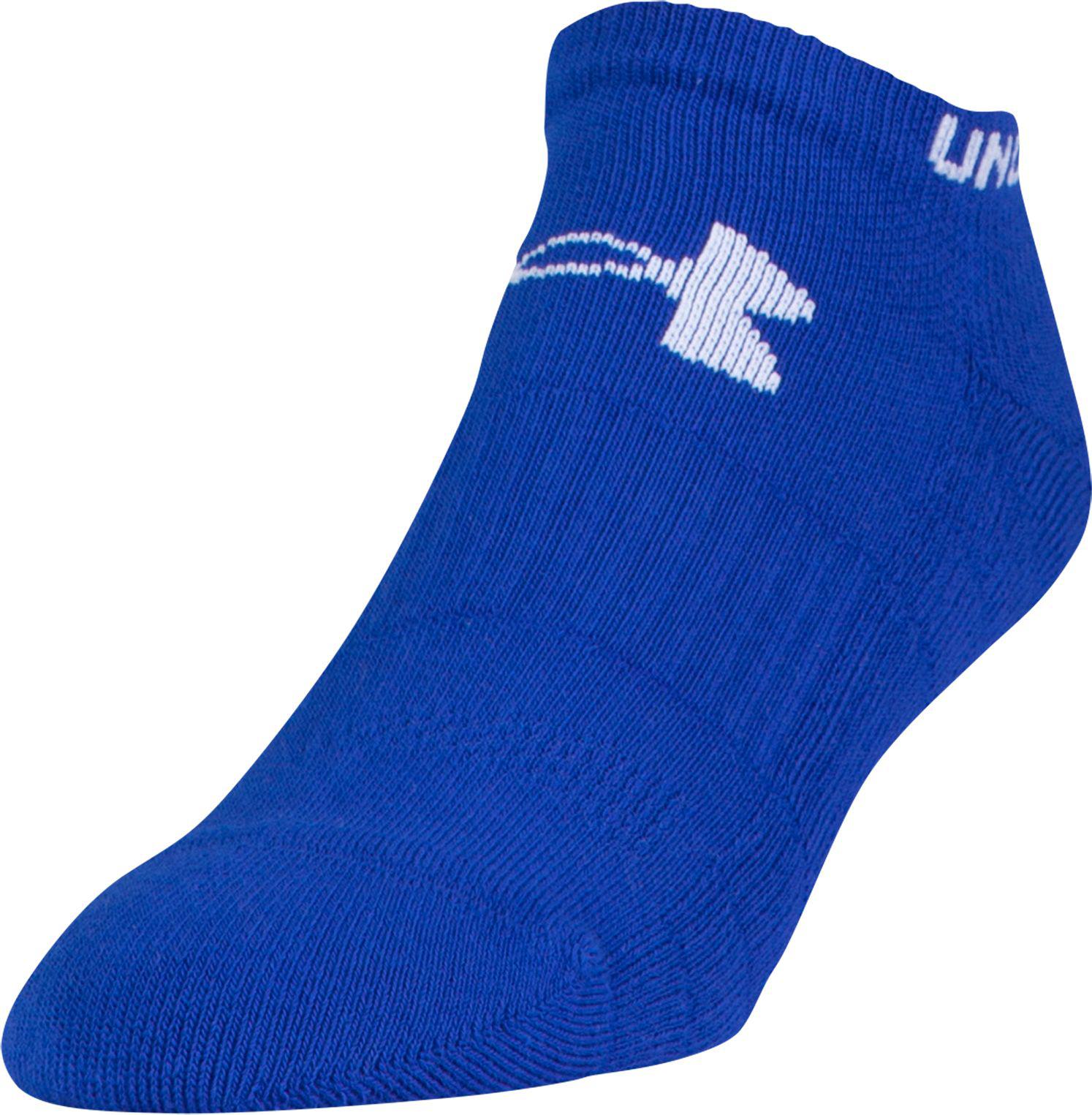 Under Armour Elevated Performance No Show Socks 3 Pack in Blue for Men