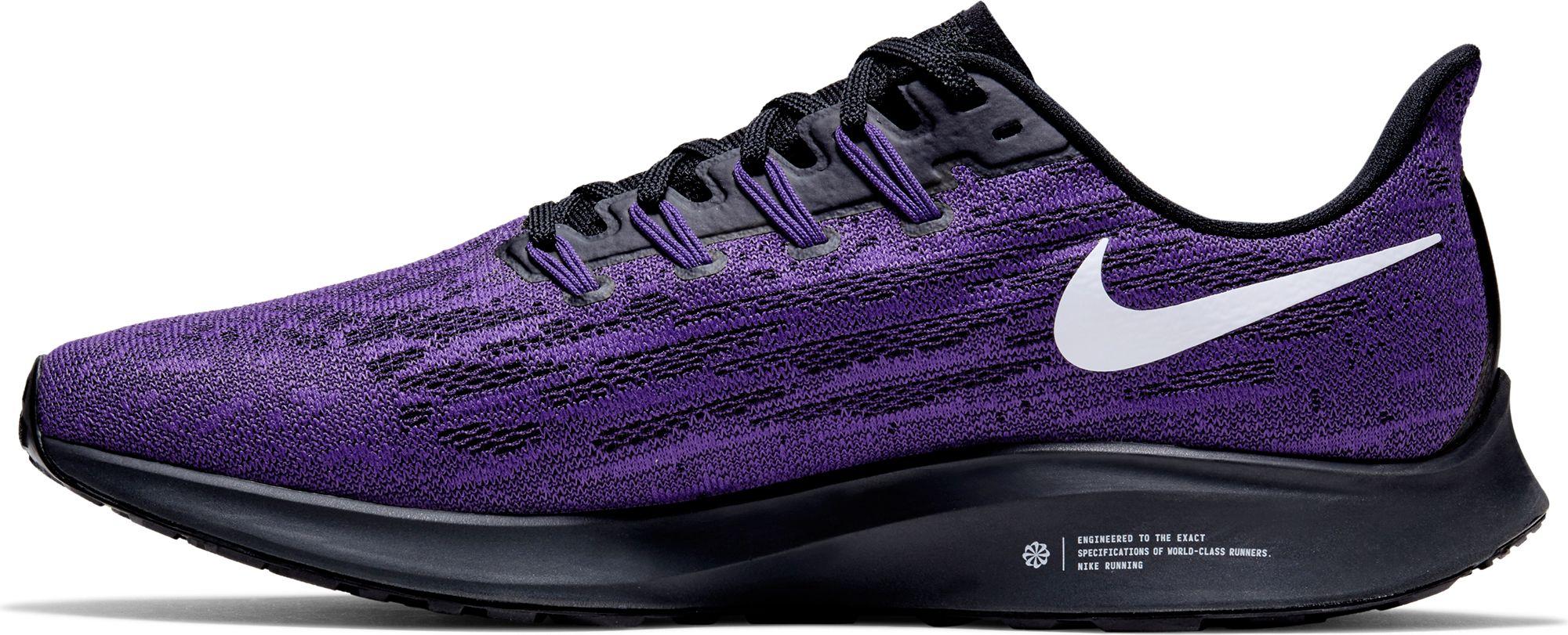 nike purple and black running shoes