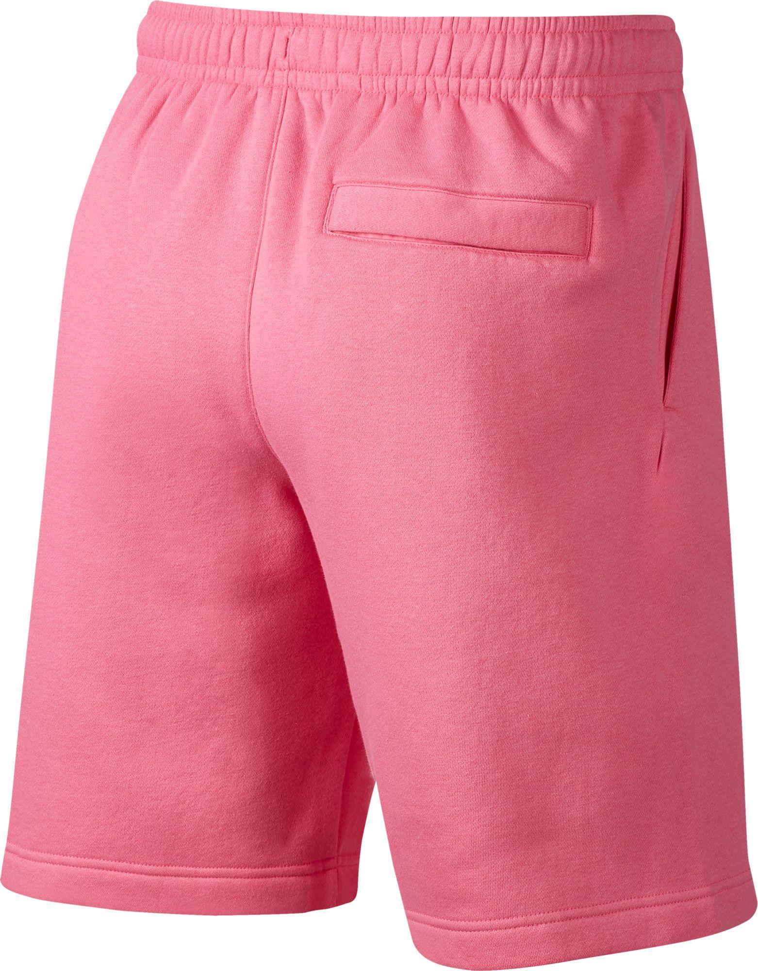 mens pink nike fleece shorts