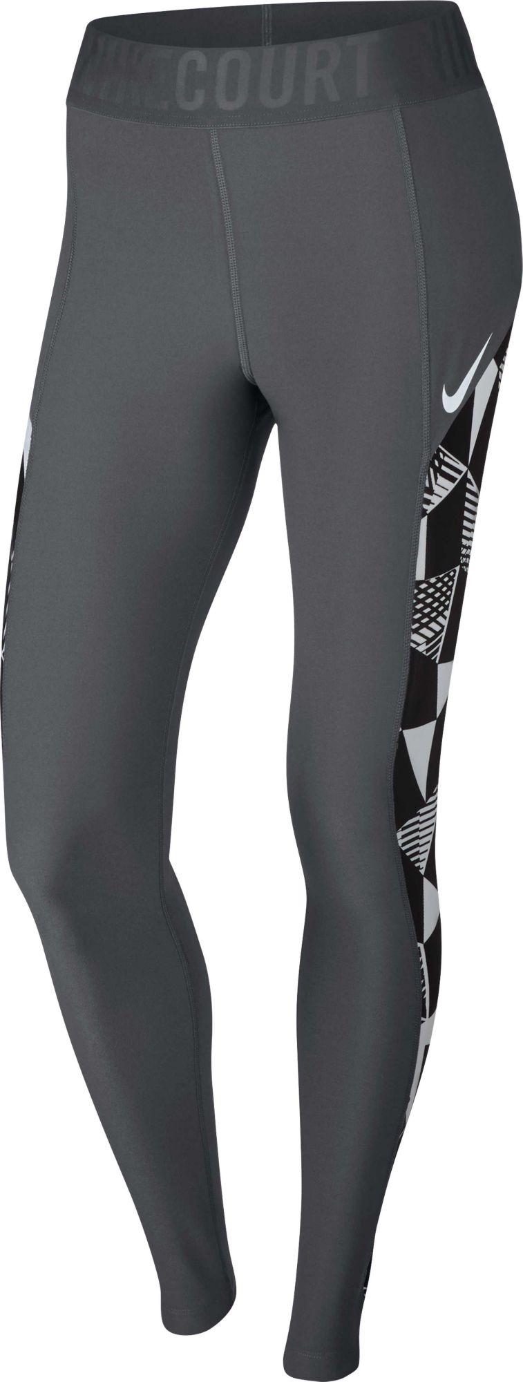Nike Synthetic Court Baseline Tennis Leggings in Dark Grey/Dark Grey ...