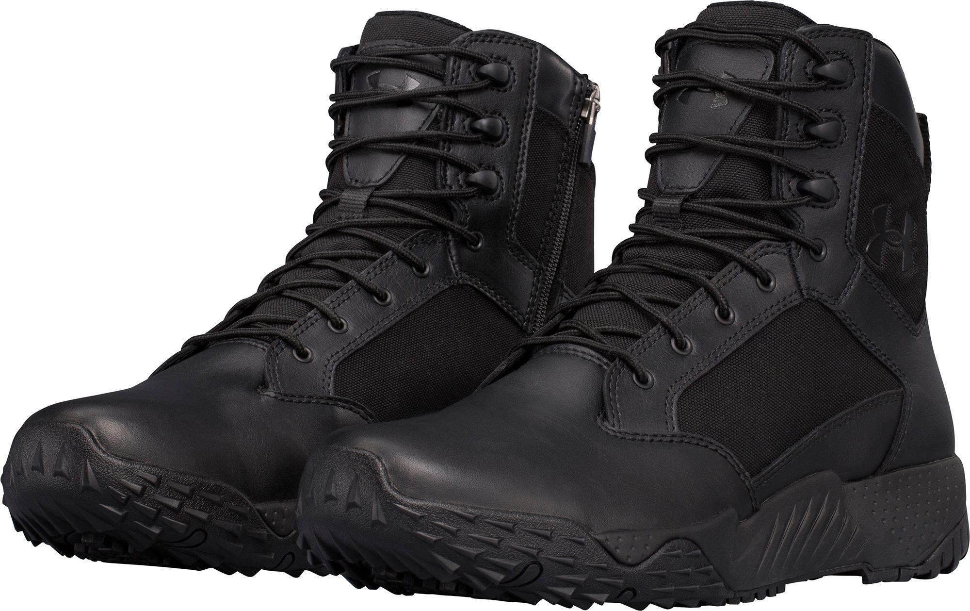 Under Armour Leather Stellar 8'' Sidezip Tactical Boots in Black for