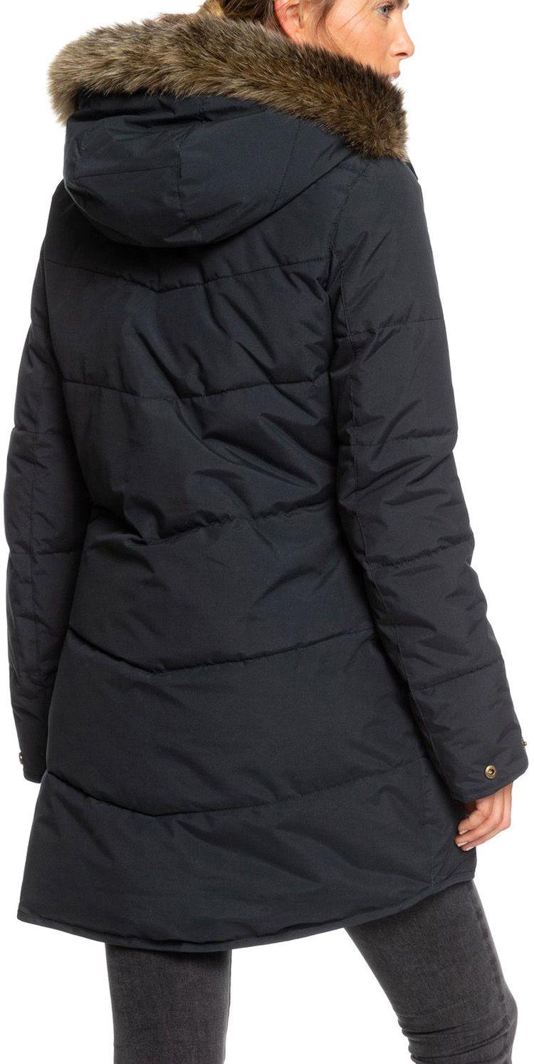 roxy womens evening shadow longline hooded puffer jacket