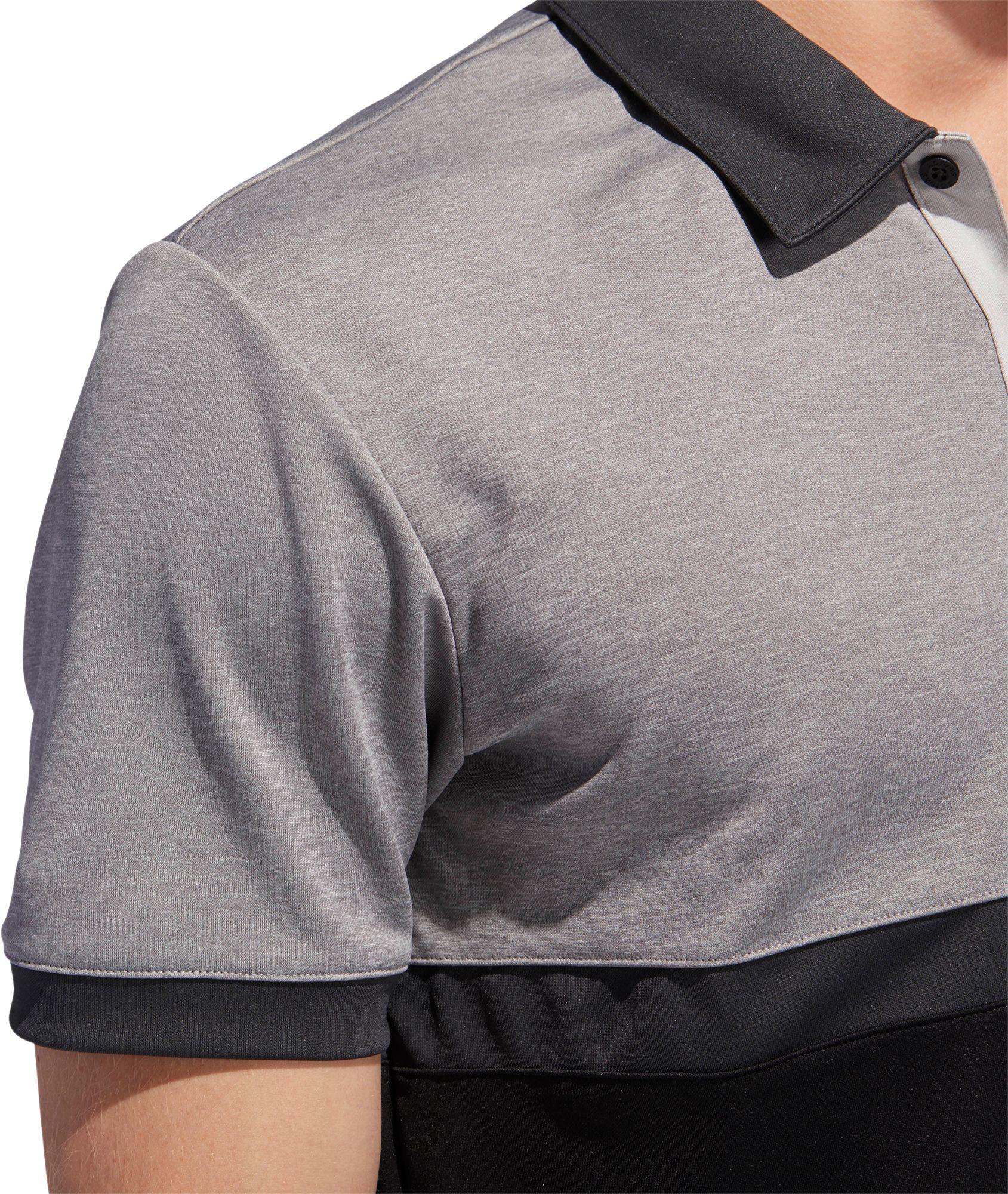 adidas men's drive heather colorblock golf polo