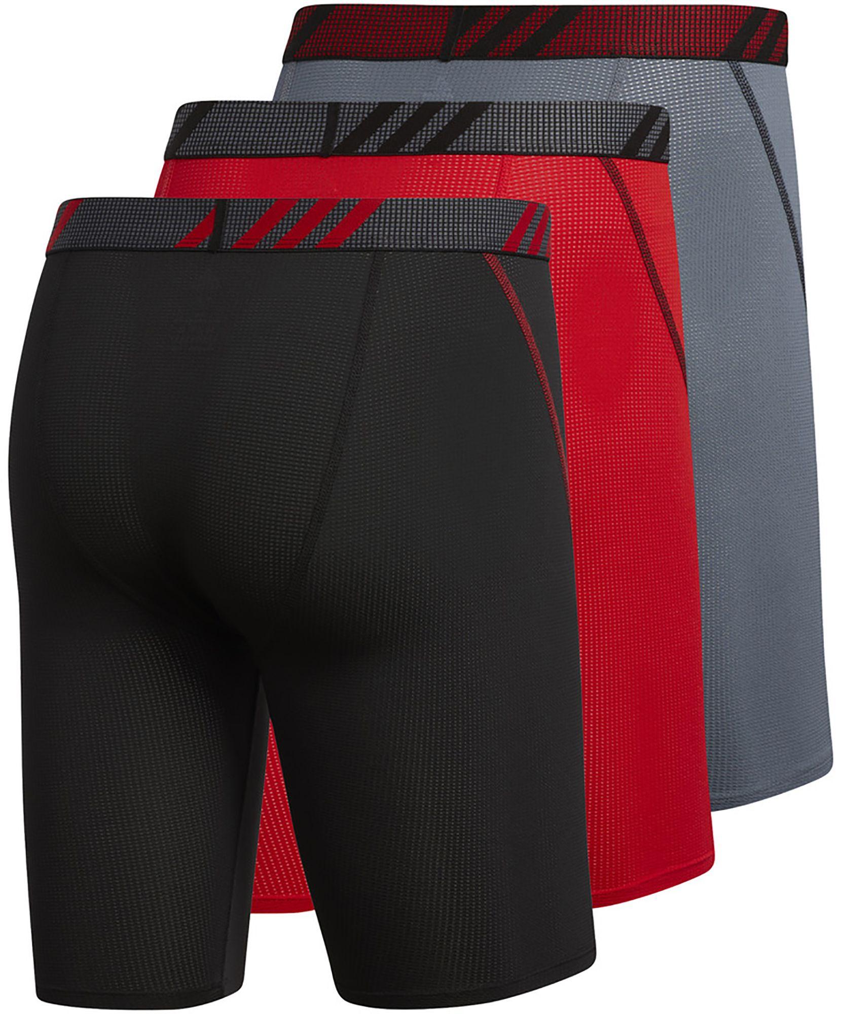adidas Sport Performance Mesh Long Boxer Briefs 3 Pack in Black for