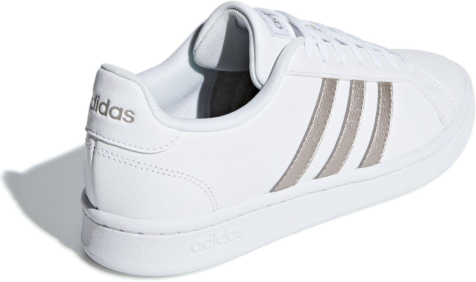 adidas Lace Grand Court Shoes in White/Silver (White) - Lyst
