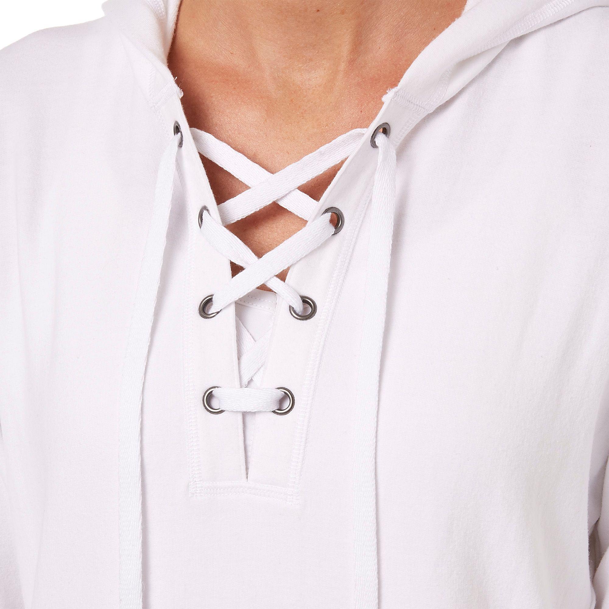 reebok women's fleece popover lace up hoodie