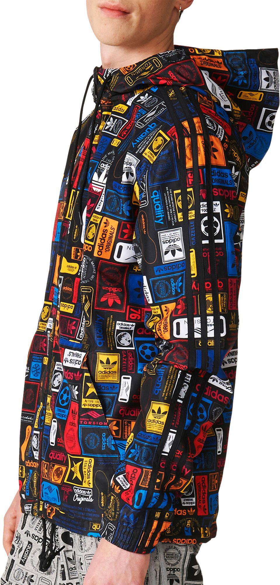 adidas Synthetic Street Multicolor Print Windbreaker Jacket in Blue for