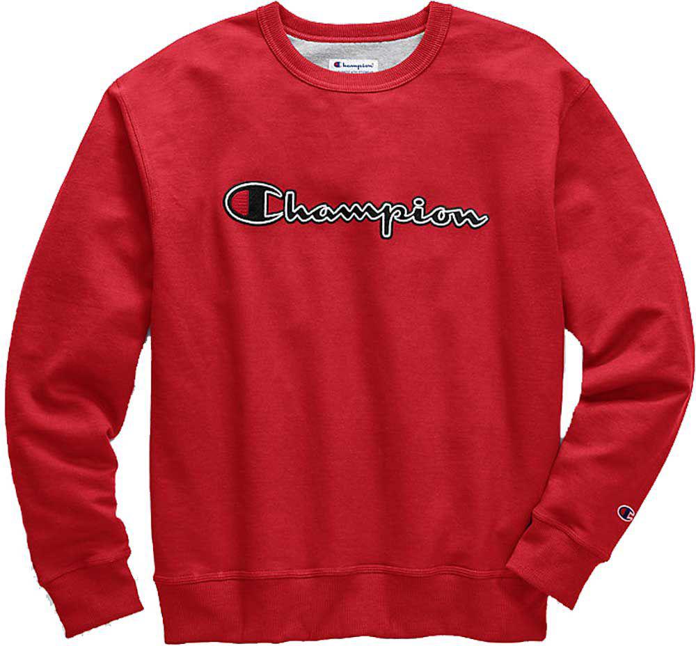 champion men's stitched script fleece crew pullover