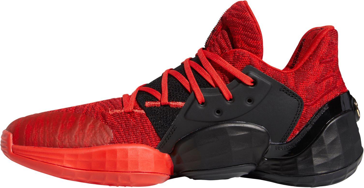 adidas Rubber Harden Vol. 4 Basketball Shoes in Black/Red/Black (Red ...