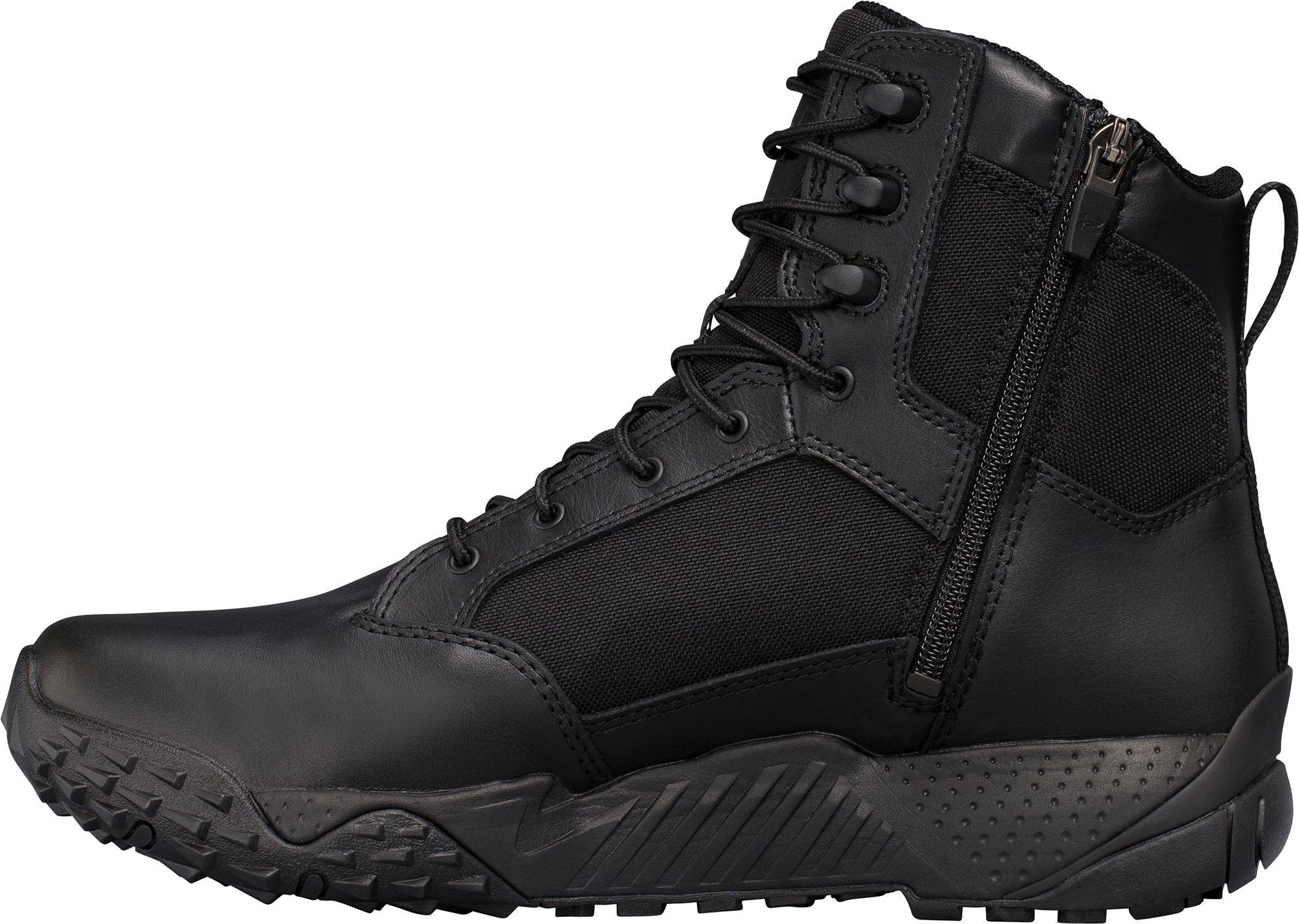Under Armour Leather Stellar 8'' Sidezip Tactical Boots in Black for