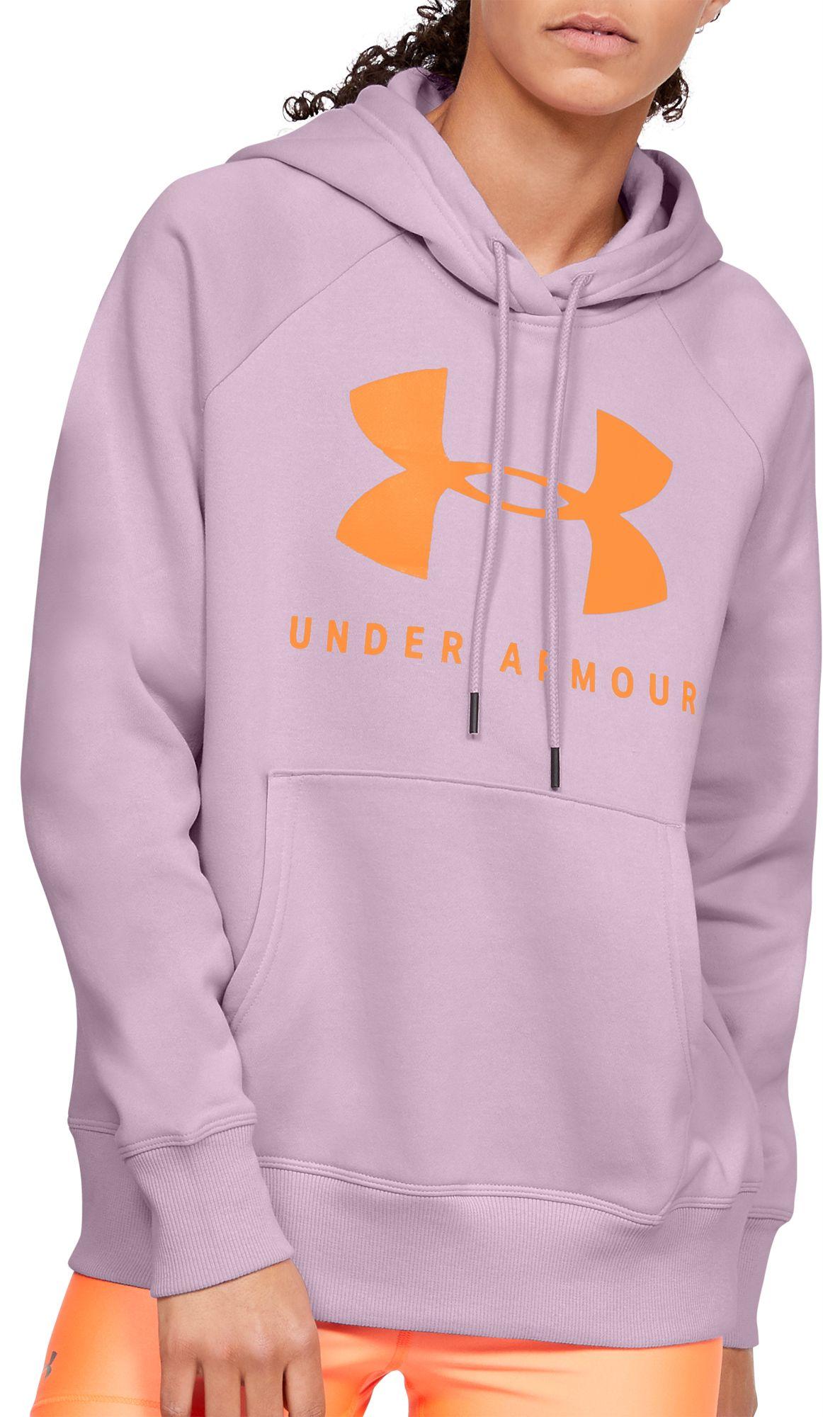 Under Armour Rival Fleece Graphic Hoodie in Pink Lyst