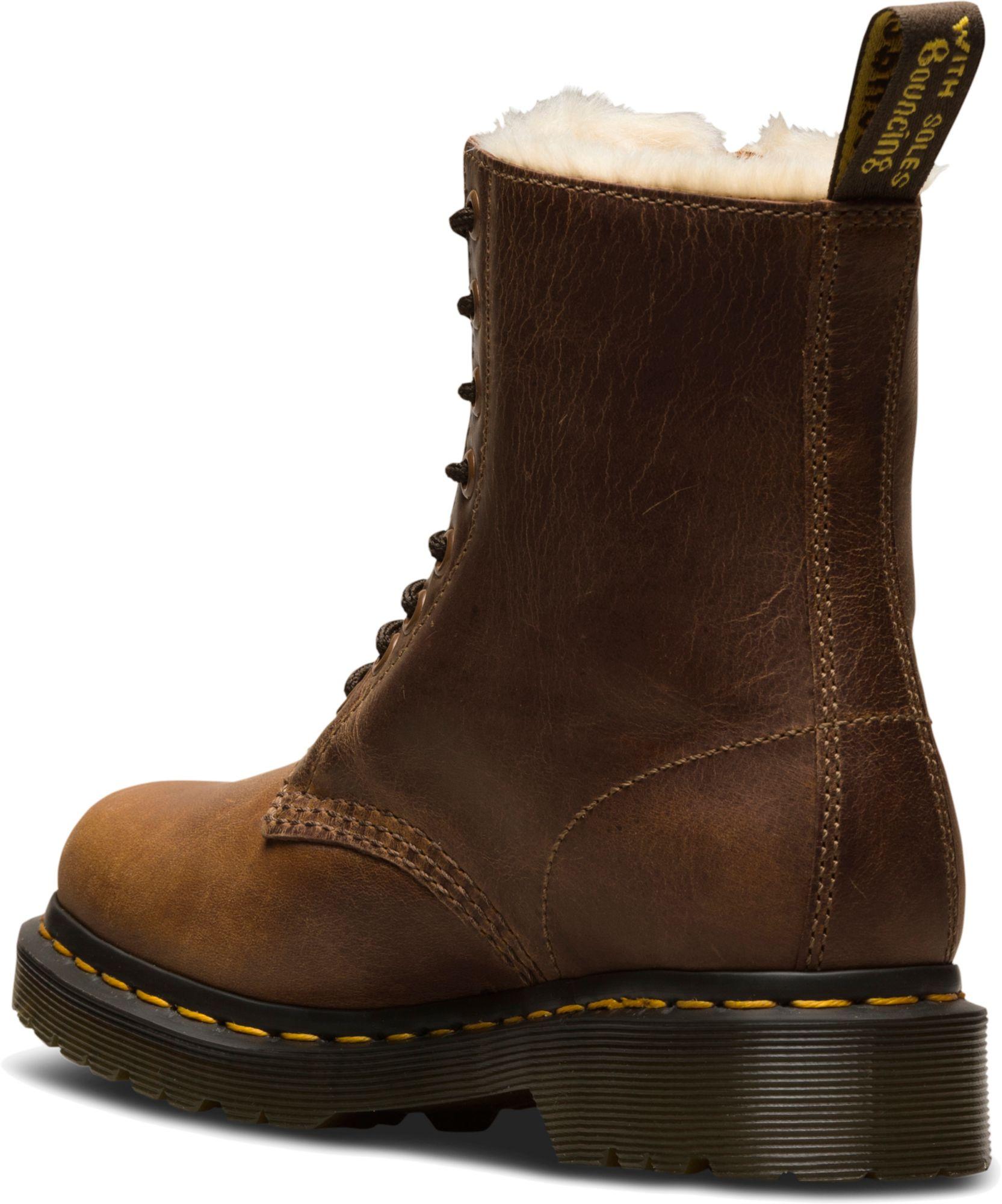 1460 serena faux fur lined ankle boots brown