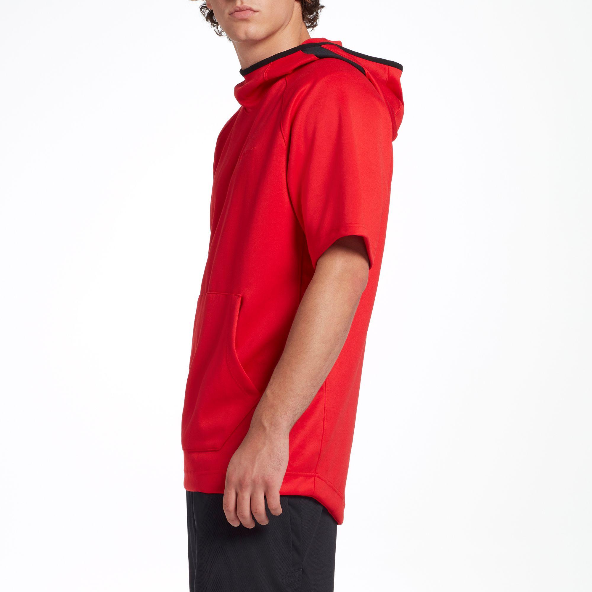 red short sleeve sweatshirt