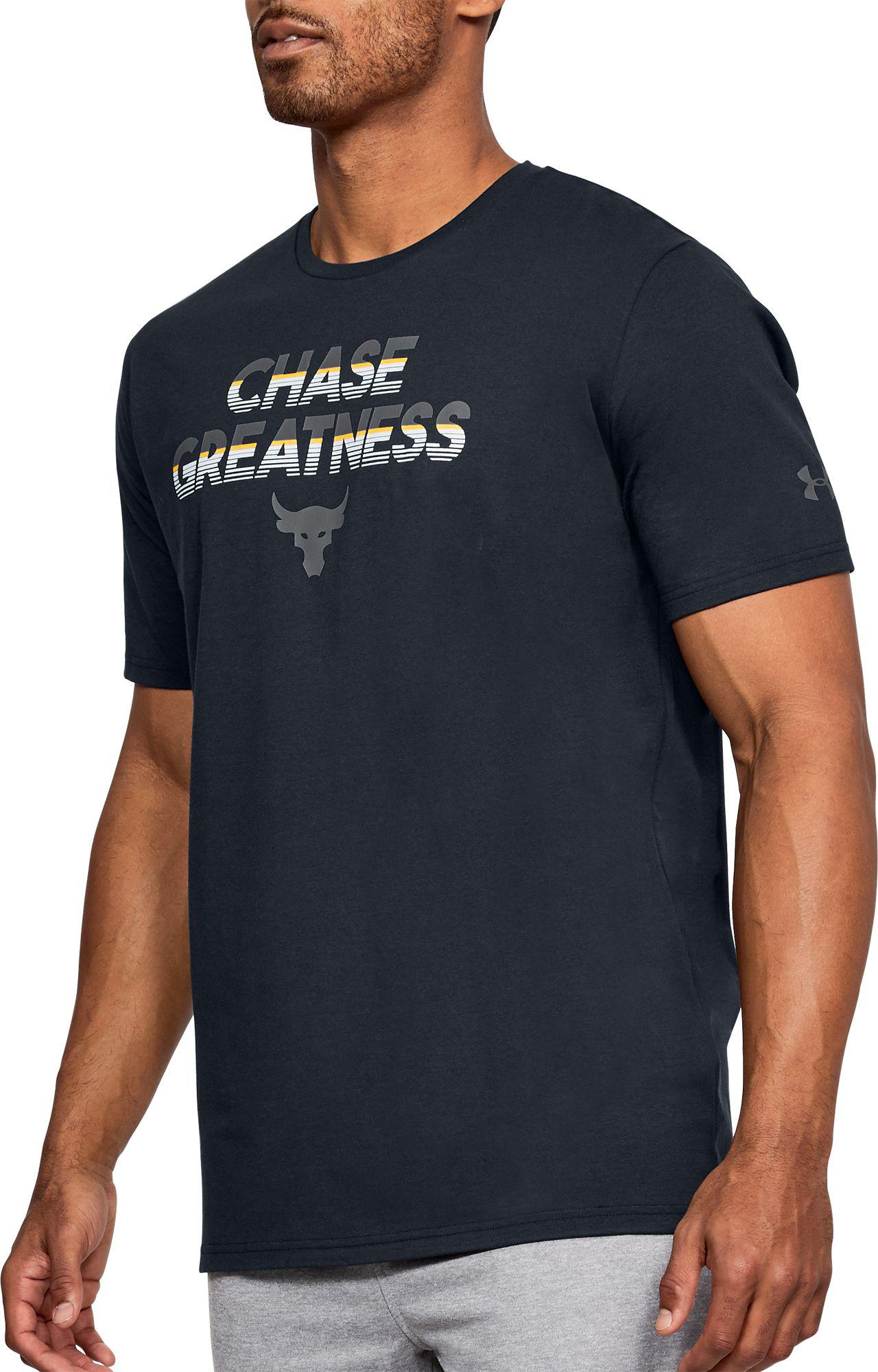 Download Under Armour Cotton Project Rock Chase Greatness Graphic T ...