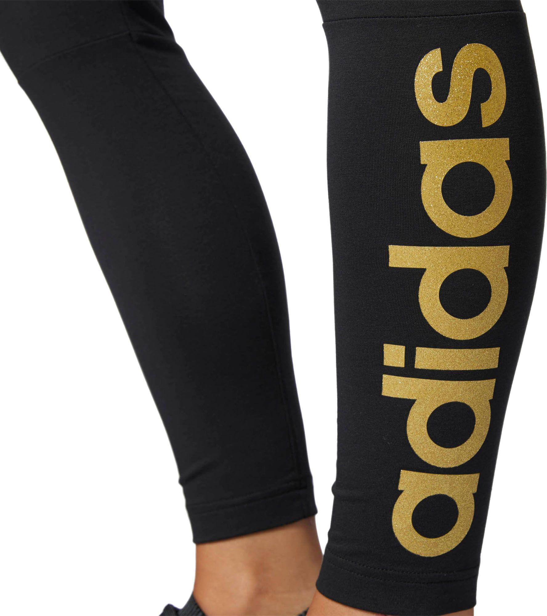 adidas black and gold leggings