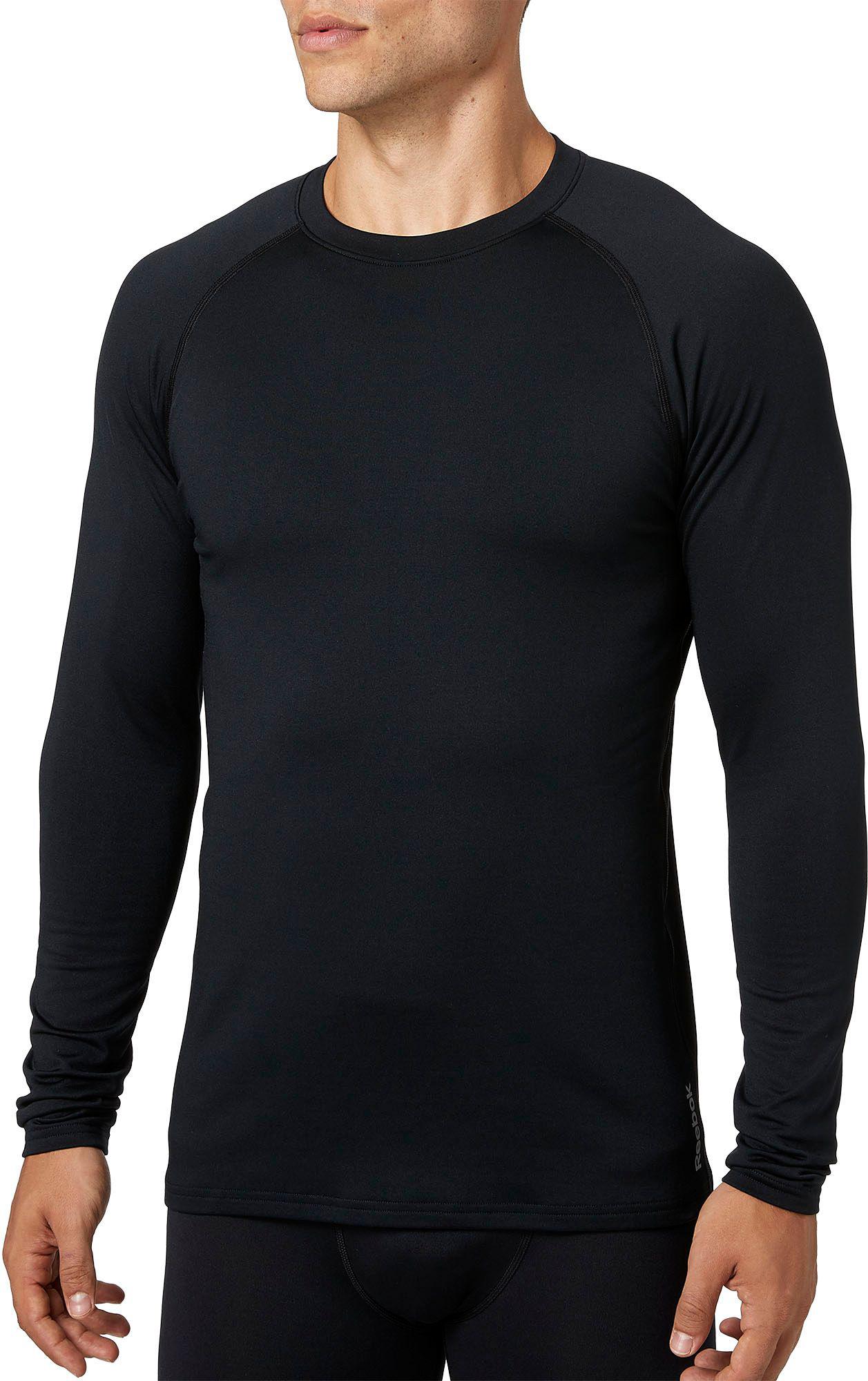 reebok men's cold weather compression crew neck long sleeve shirt