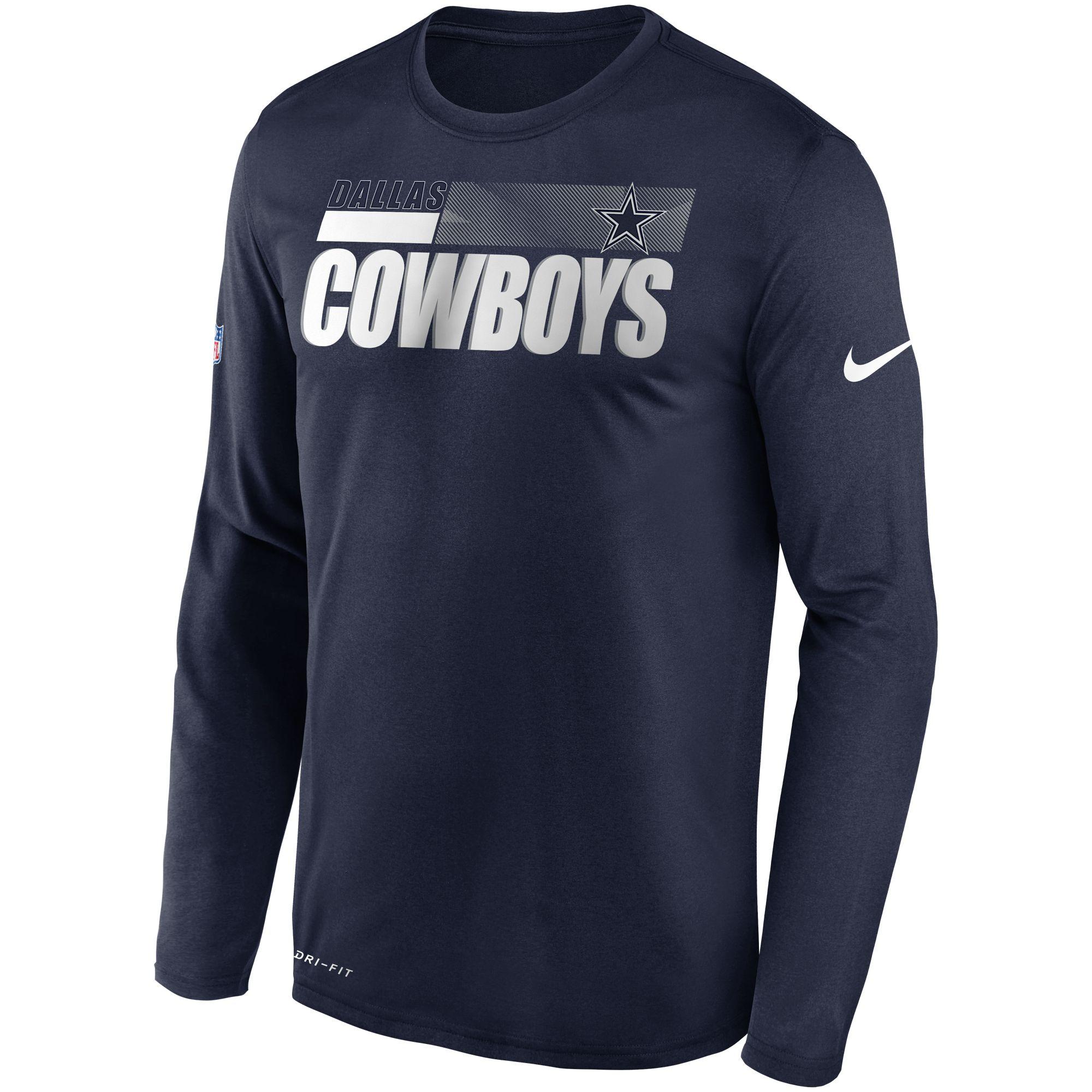 Nike Dallas Cowboys Legend Sideline Navy Long Sleeve Shirt in Blue for